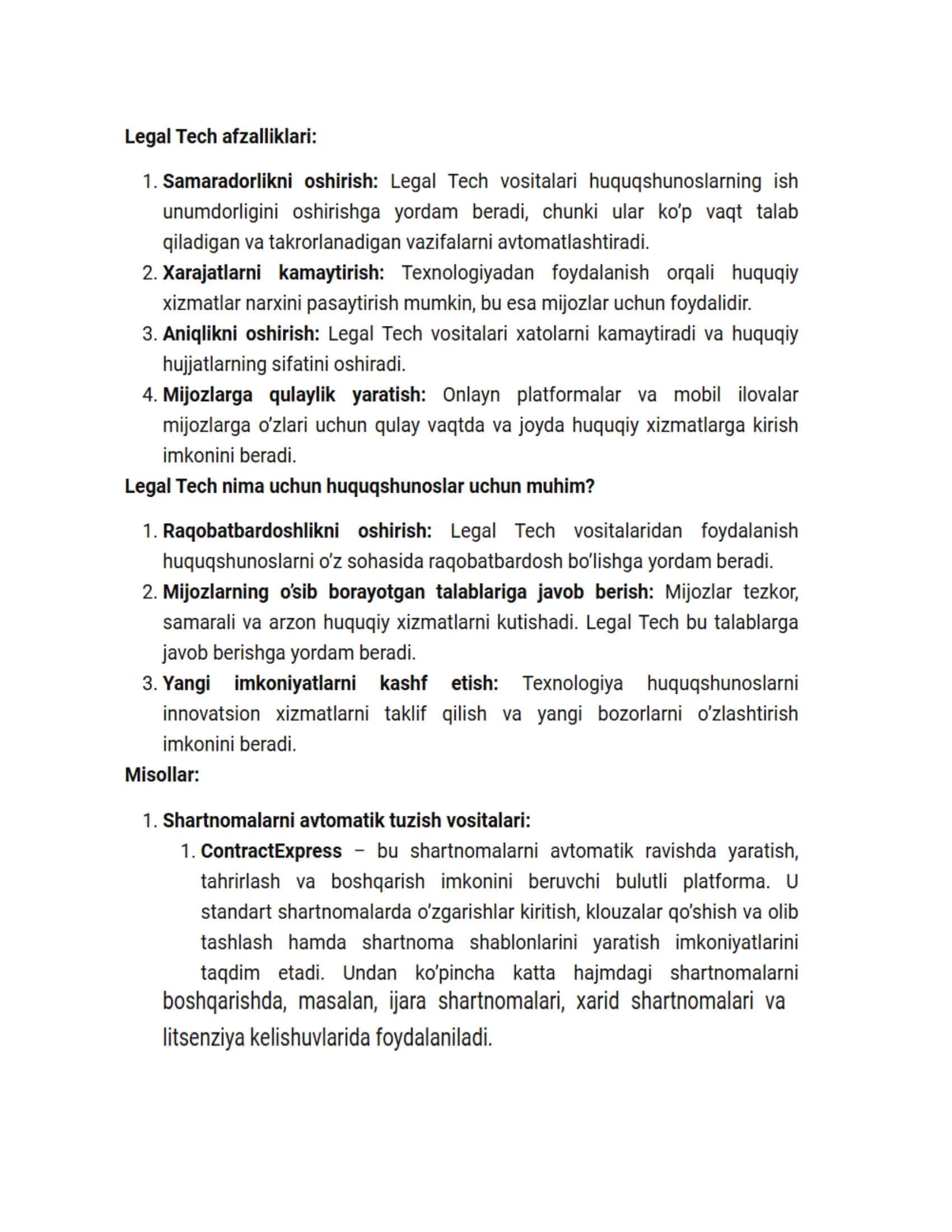 LEGALTECH huquqshunoslik rivojlanishining yangi sohasi 2