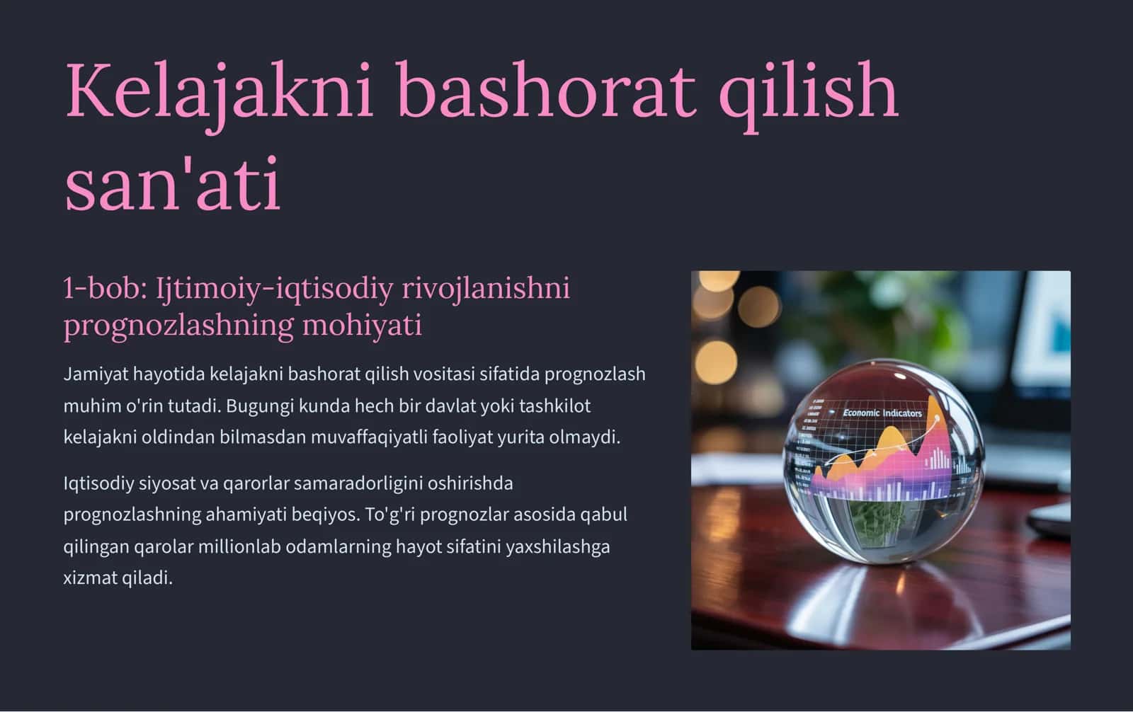 Ijtimoiy-iqtisodiy rivojlanishni prognozlash 2