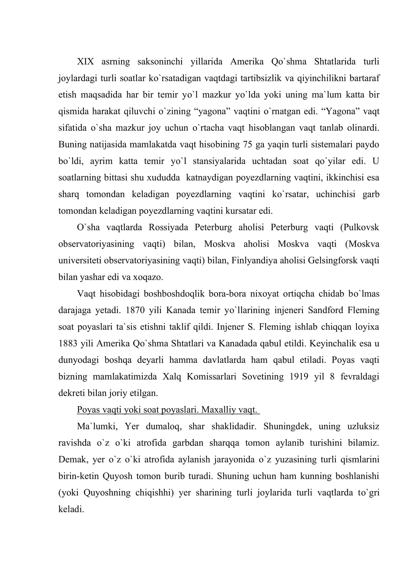 Vaqt mintaqasining vaqtni hisoblashdagi ahamiyati 2