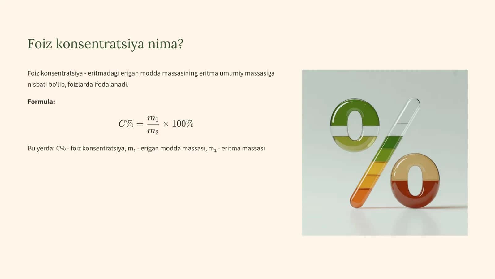Foiz konsentratsiya masalalari 2