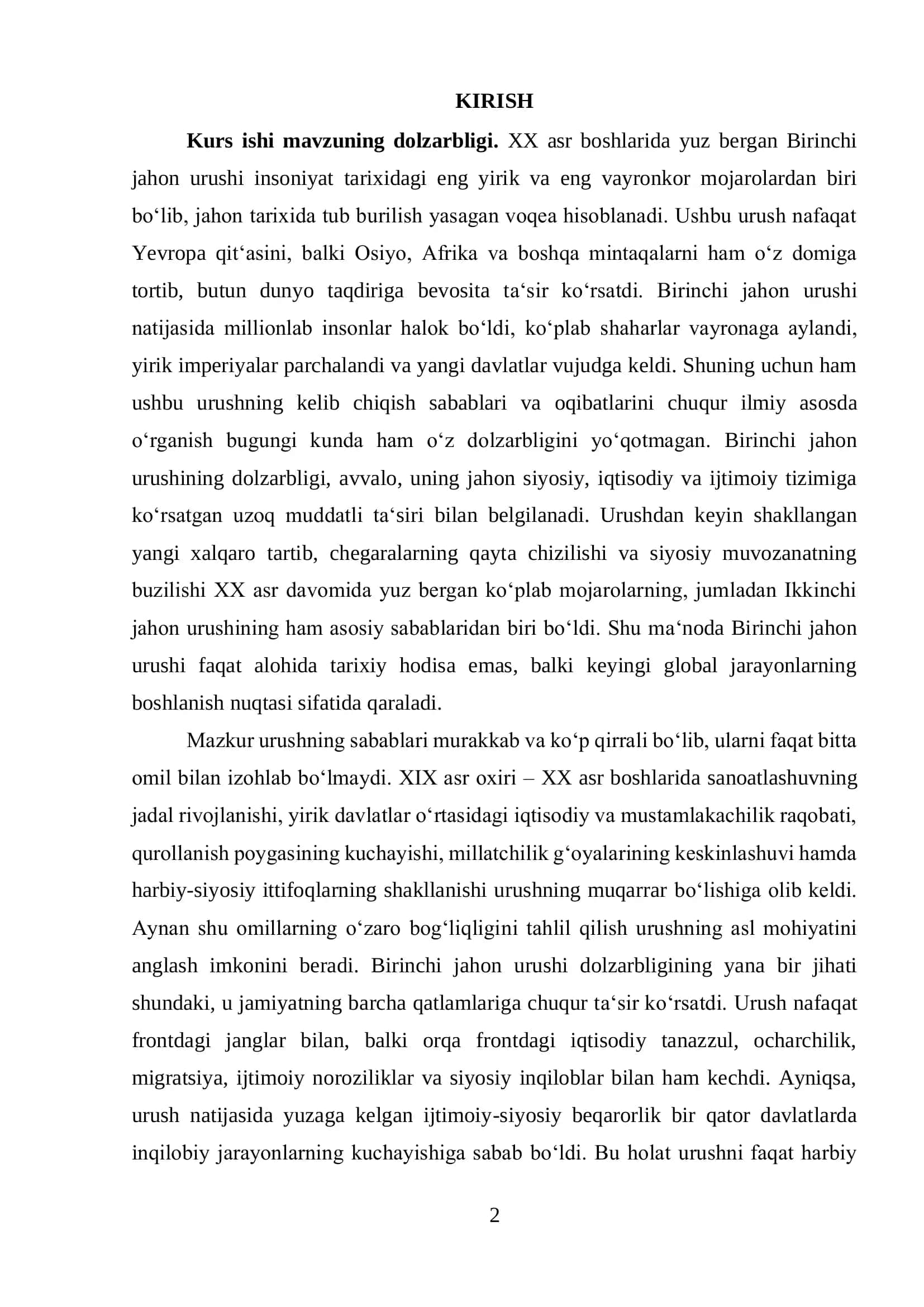 Kurs ishi mavzuning dolzarbligi 2