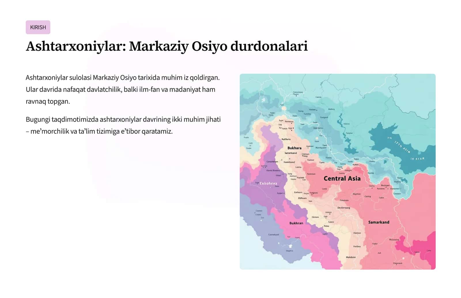 O'zbekiston tarixi Ashtarxoniylar mavzusi 2