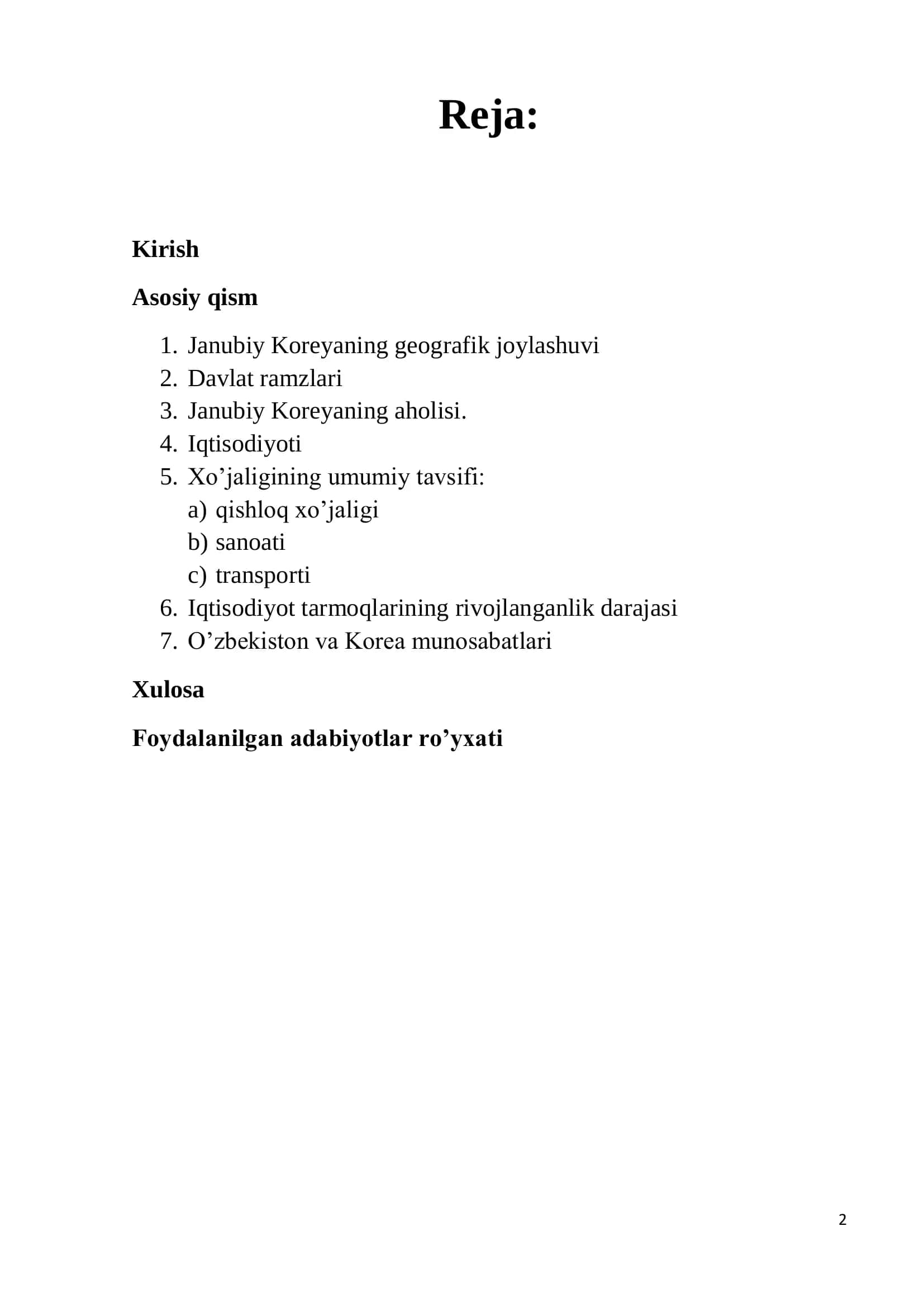 Janubiy Koreaning iqtisodiy geografik tavsifi 2