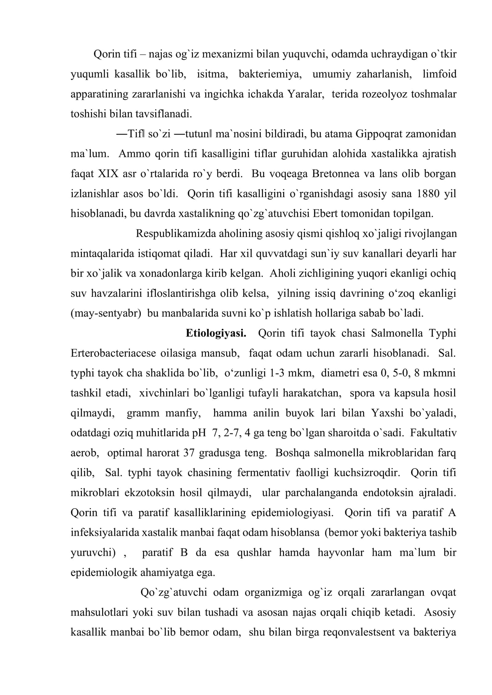 Qorin tifi, paratiflar A va B hamda salmonellyozlarda hamshiralik ishi 2