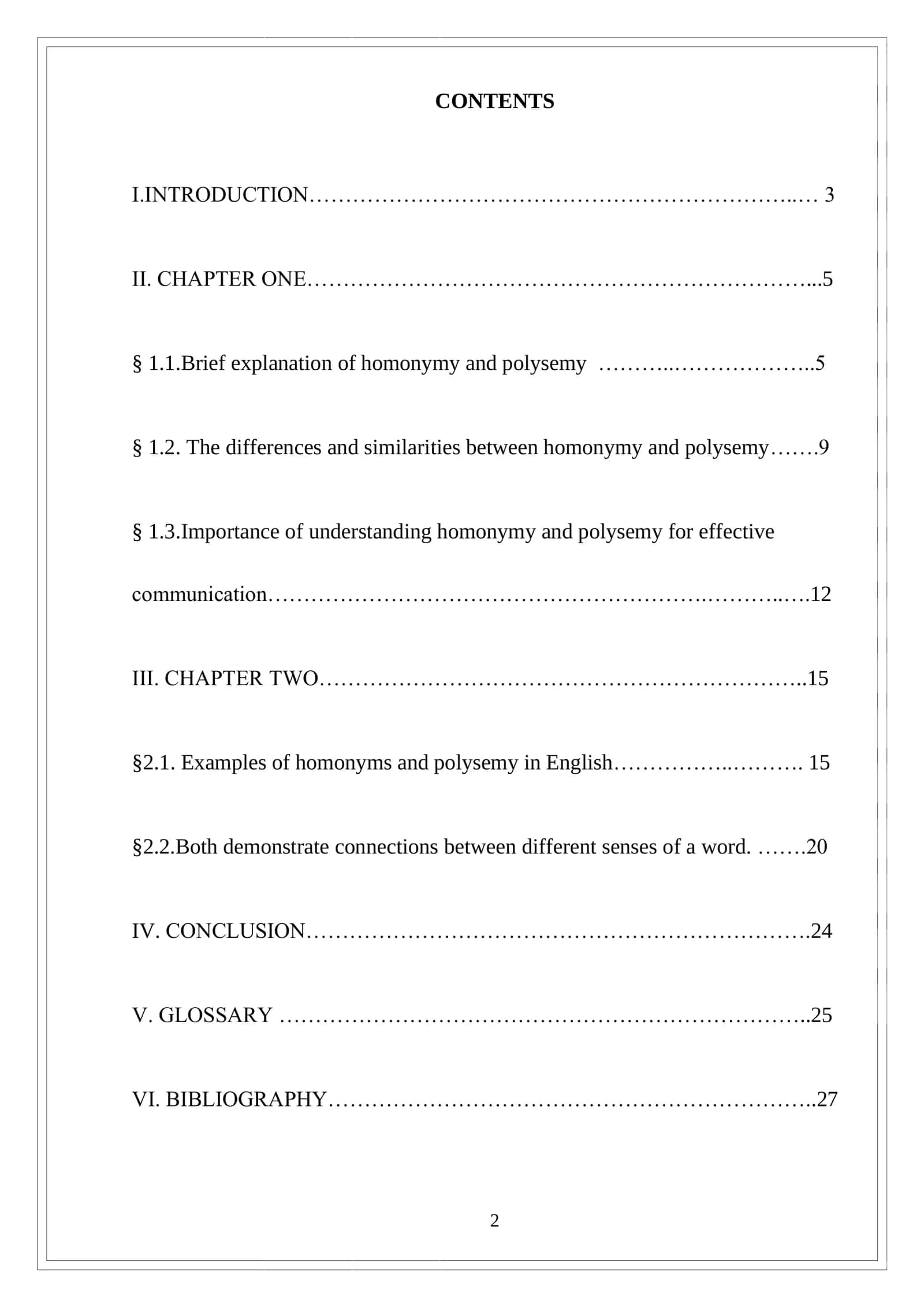 Differences and similarities between homonymyand polysemy in the English language 2