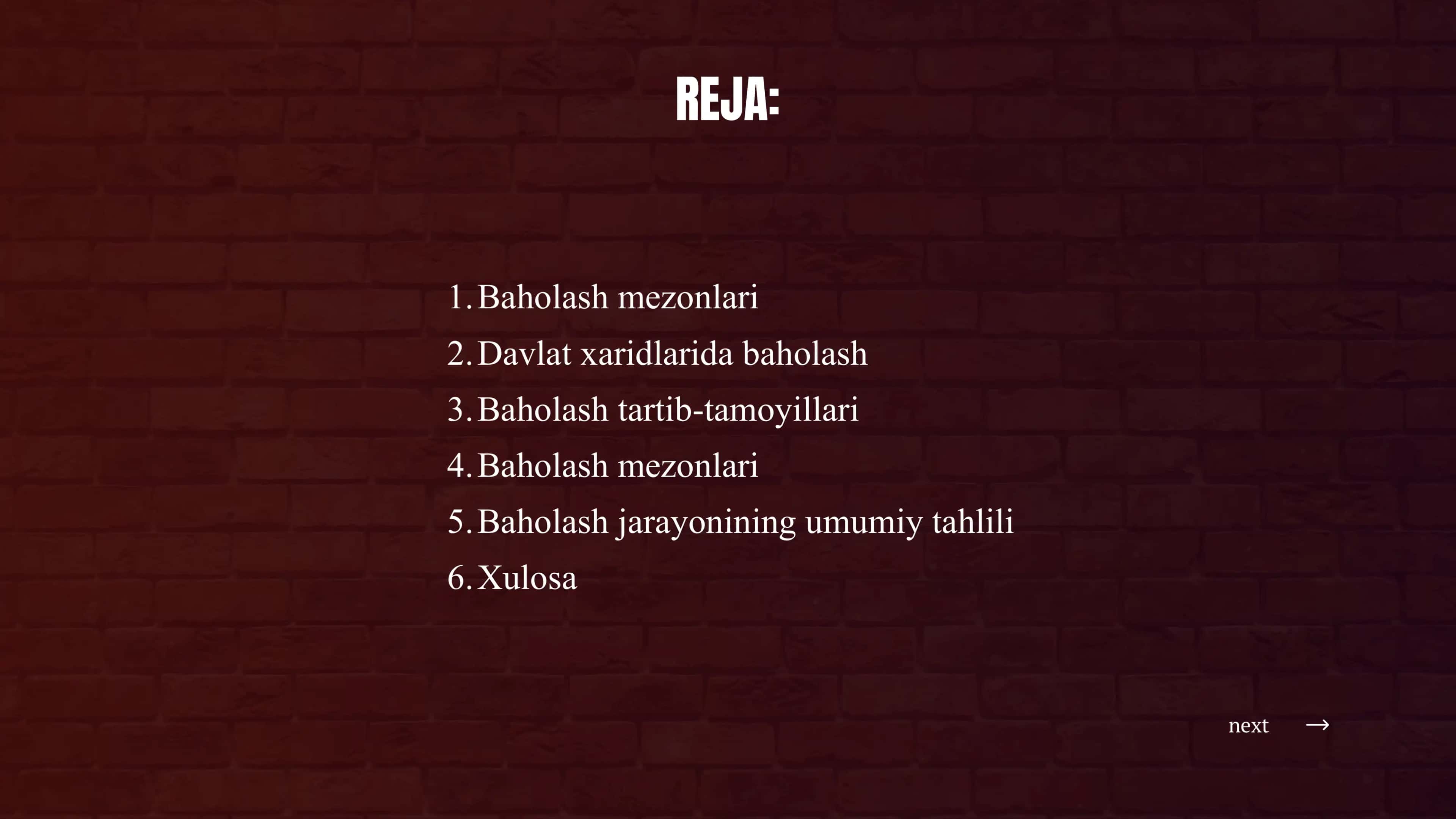 BAHOLSH MEZONLARI VA TARTIB TAMOILLARIGA TALUQLI QOIDALAR 2
