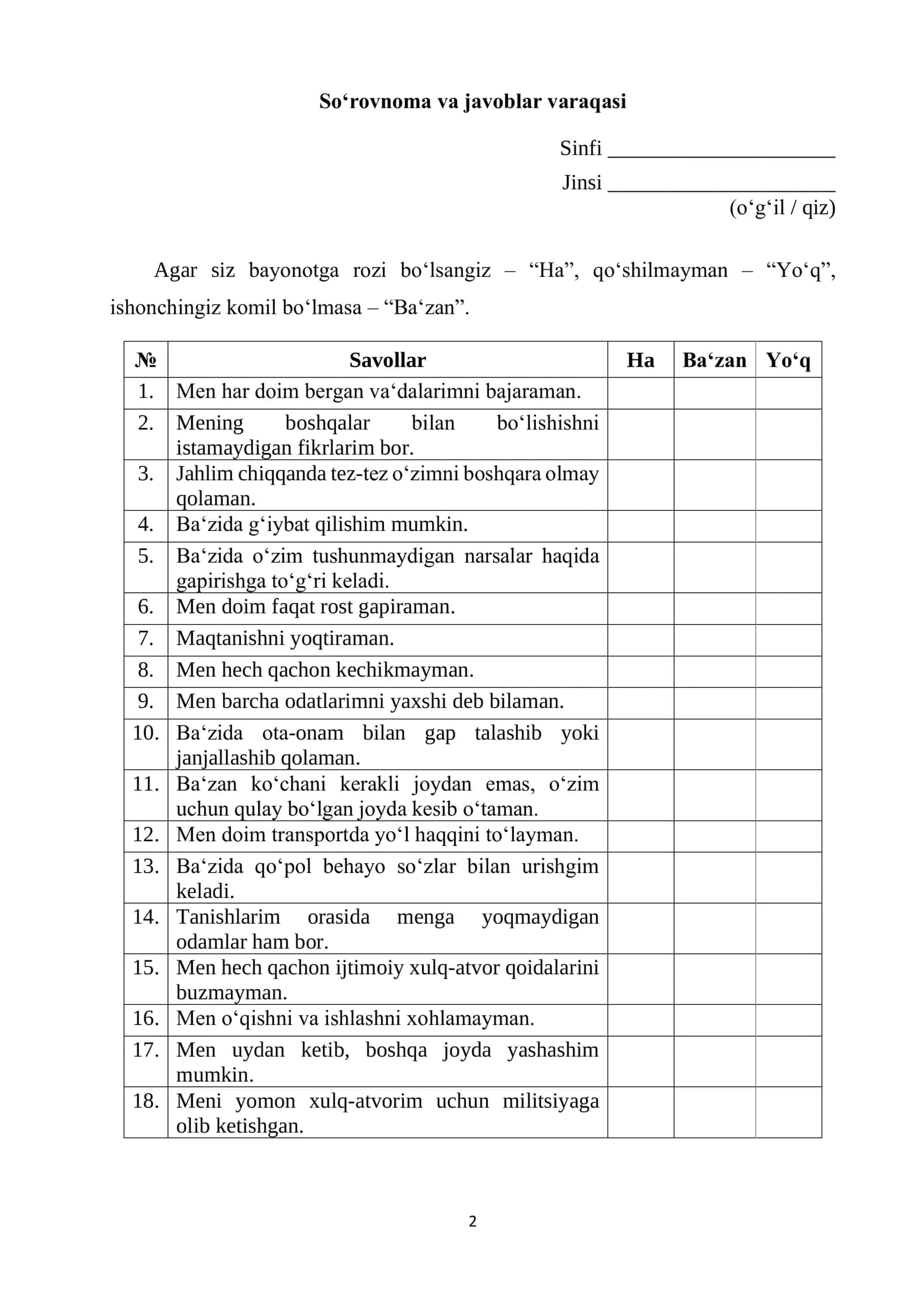 Shaxs xususiyatlarini oʻrganish testi 2