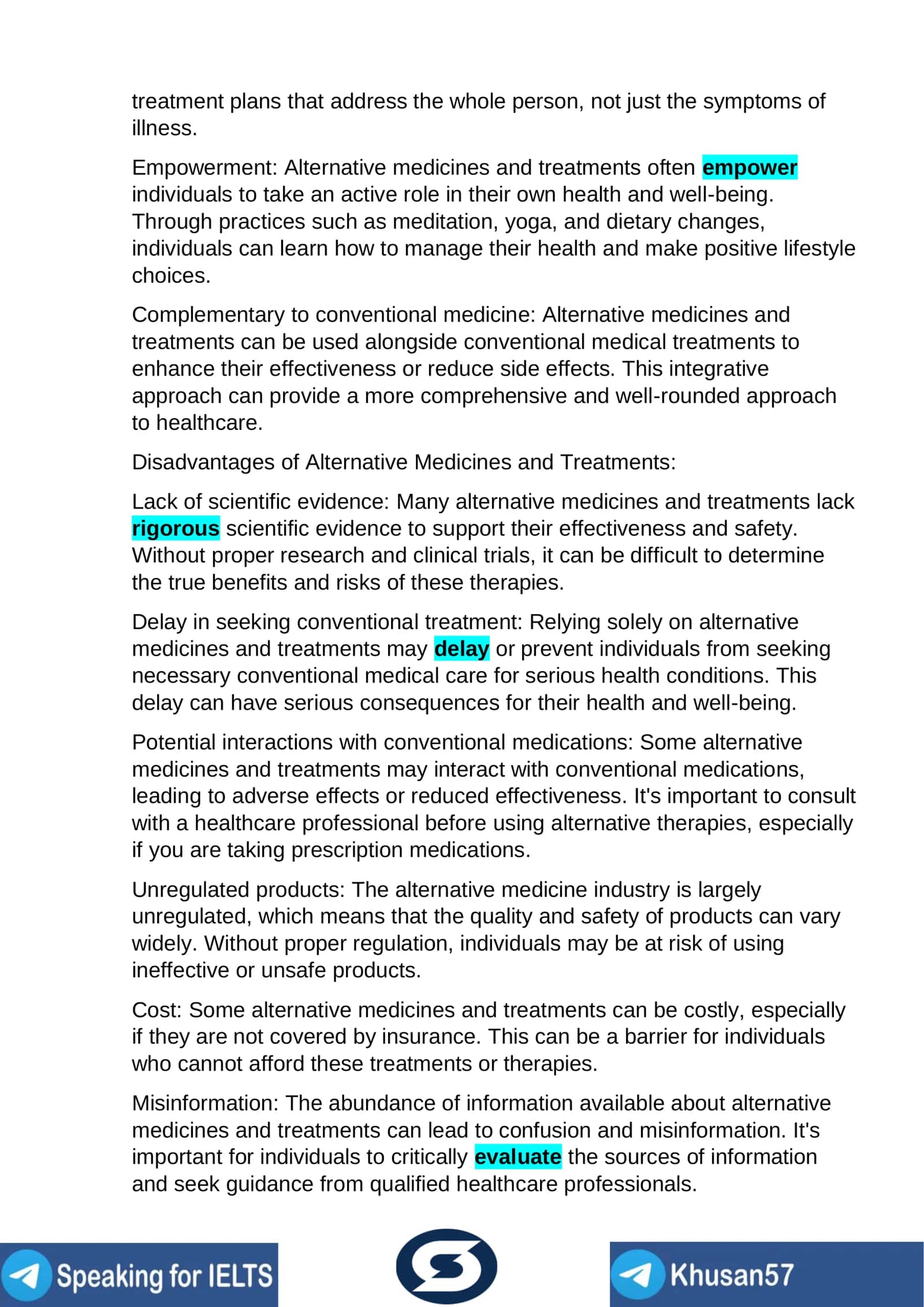 Advantages and Disadvantages of Using Alternative Medicines and Treatments 2