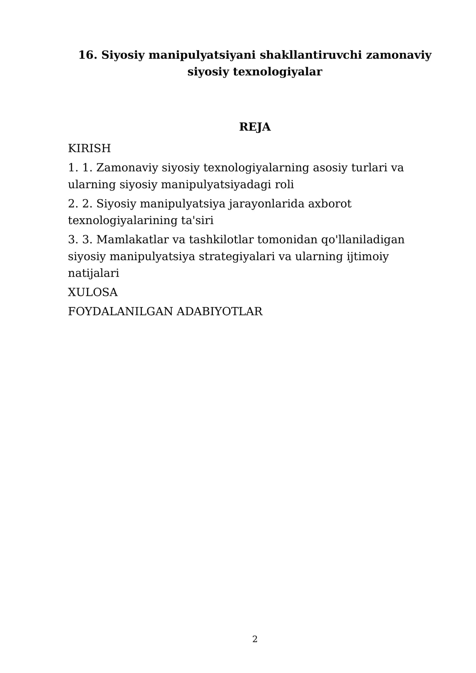 16. Siyosiy manipulyatsiyani shakllantiruvchi zamonaviy siyosiy texnologiyalar 2
