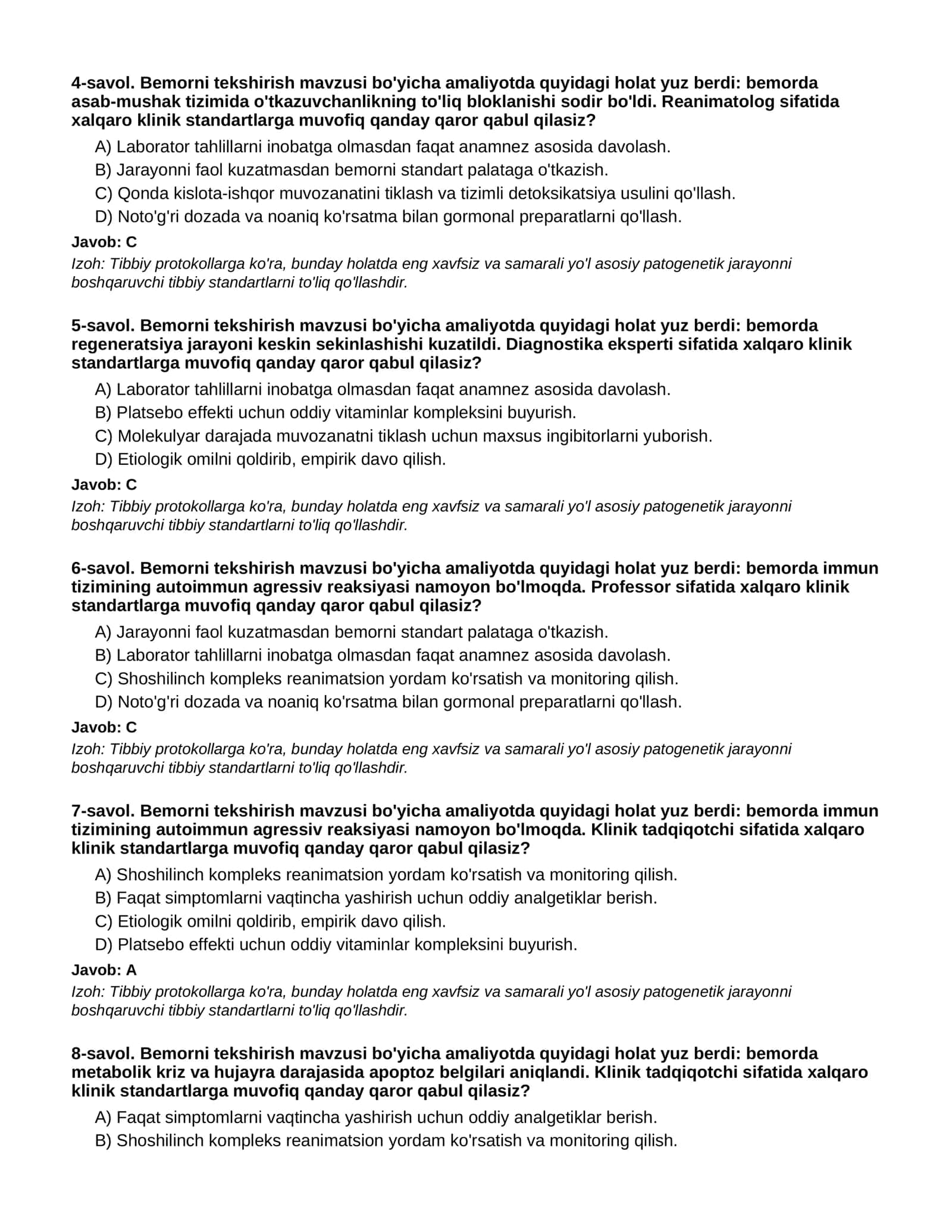 BEMORNI TEKSHIRISH - 2-QISM 2
