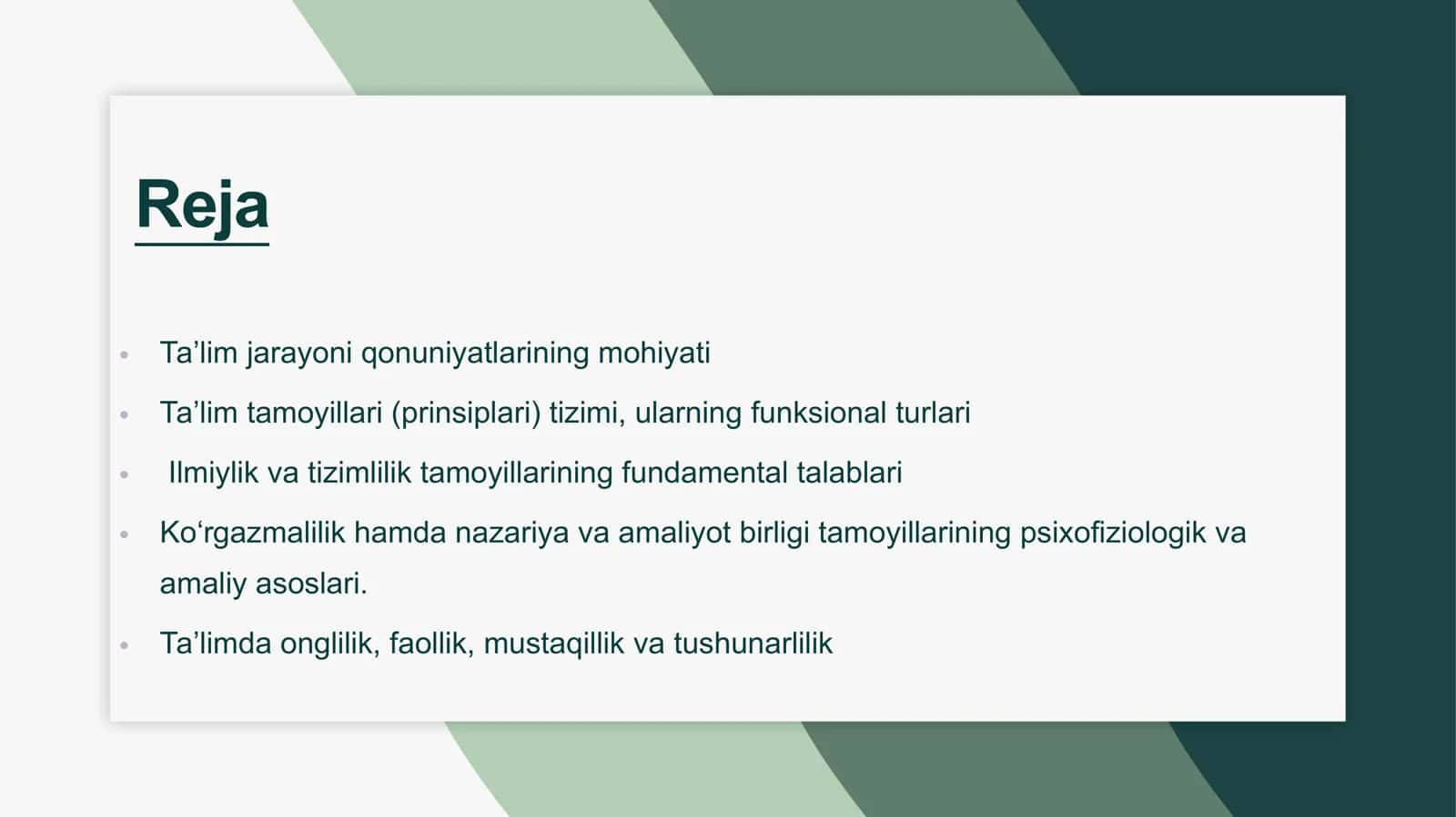 Ta’lim jarayoni qonuniyatlari va tamoyillari 2