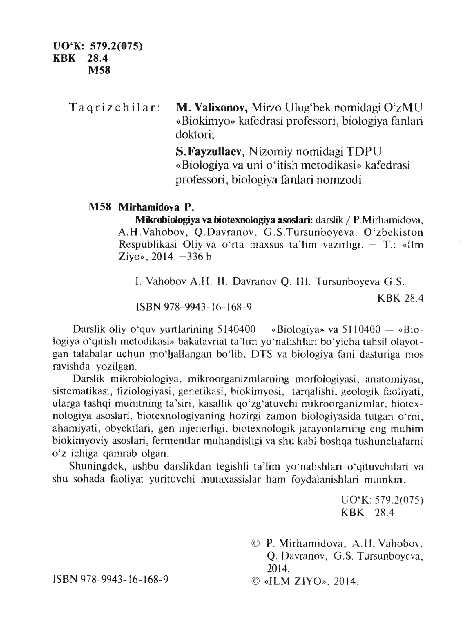 MIKROBIOLOGIYA VA BIOTEXNOLOGIYA ASOSLARI 2