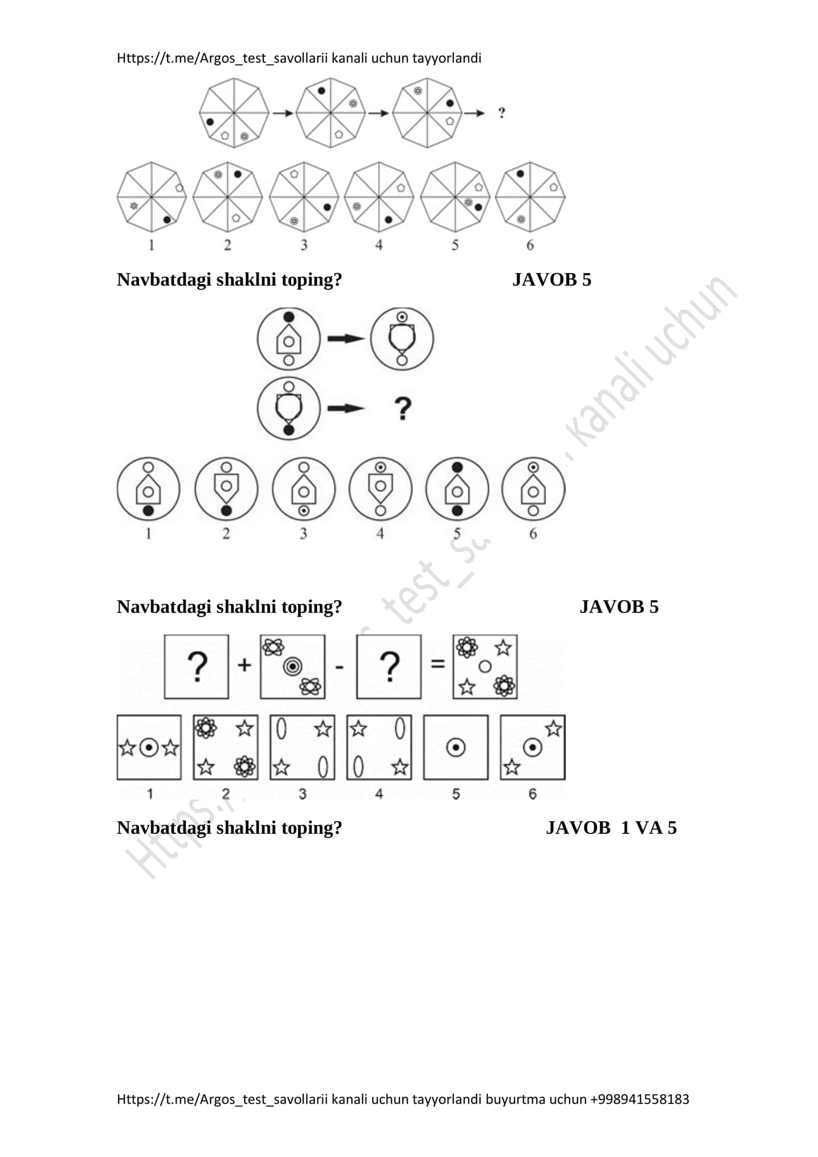 Argos Test Savollarii 2