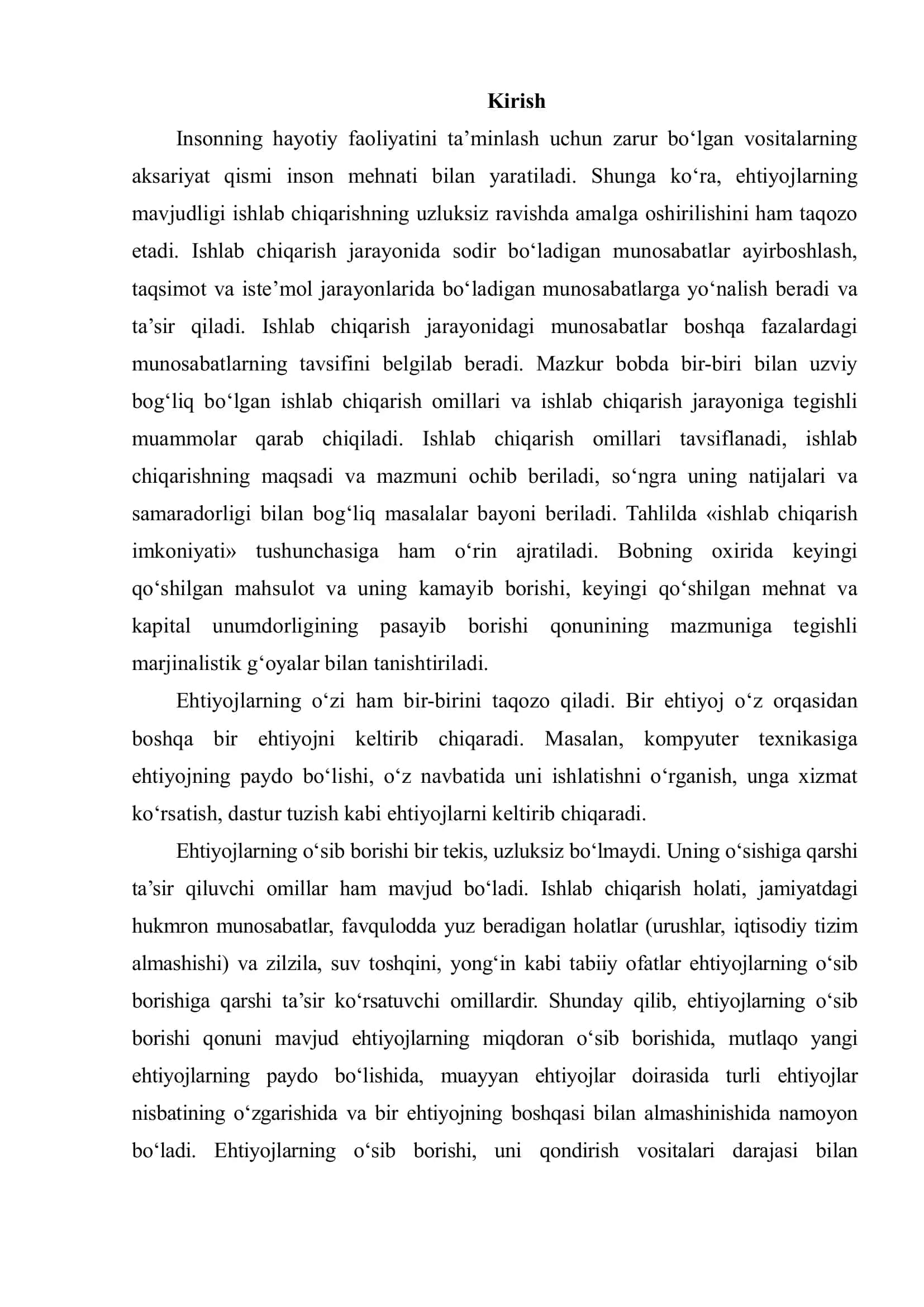 Ijtimoiy-iqtisodiy ehtiyojlar, ularning tarkibi va turkumlanishi 2