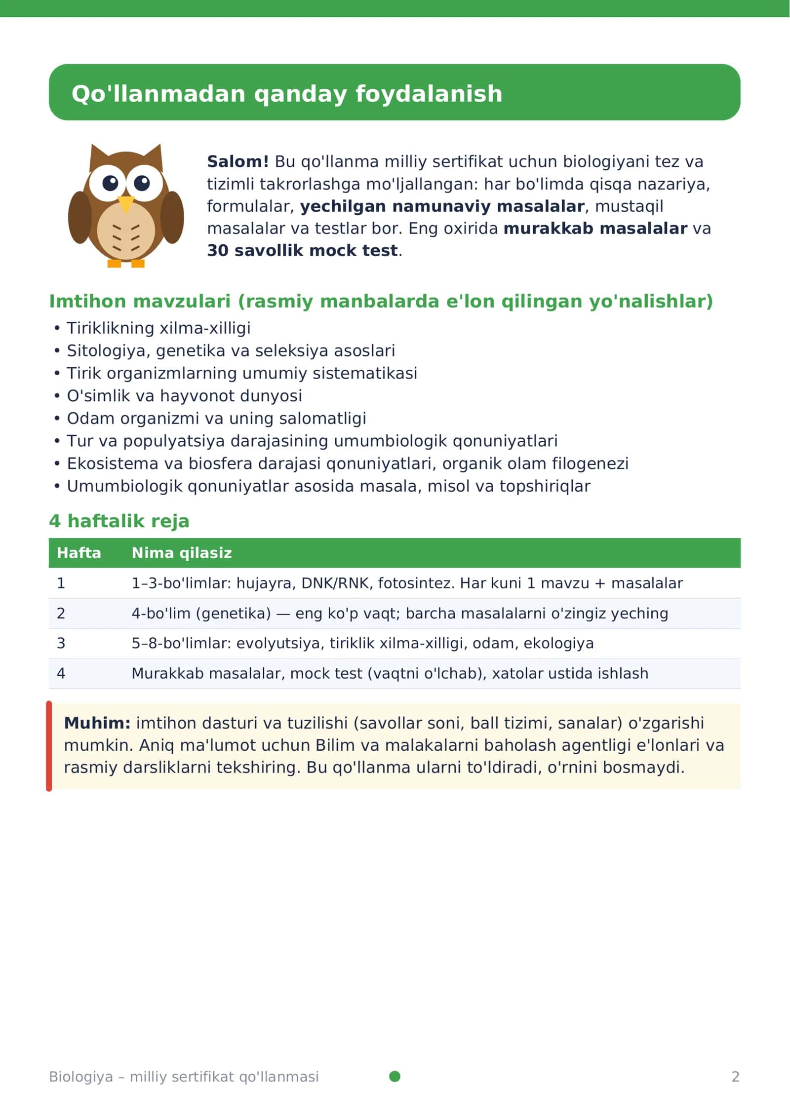 MILLIY SERTIFIKATGA TAYYORLOV BIOLOGIYA 2