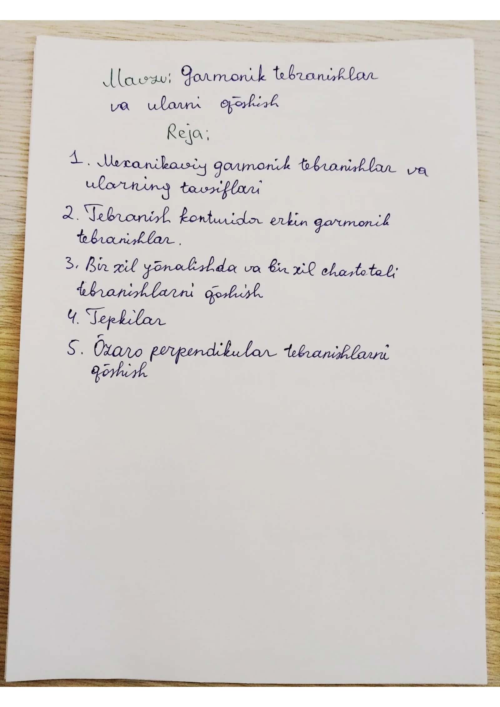 Garmonik tebranishlar va ularni qo'shish 2