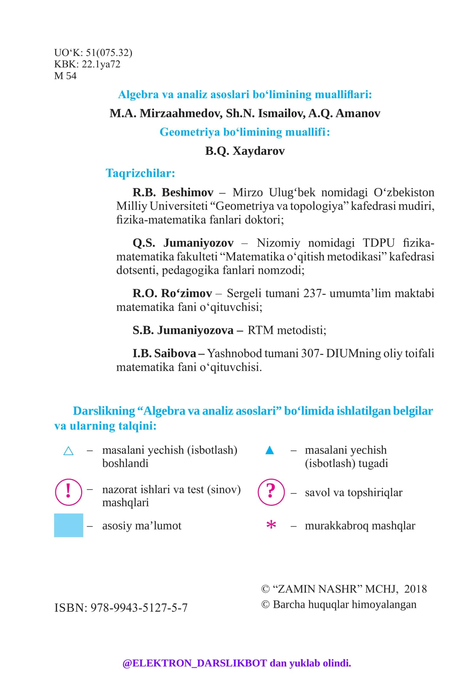 ALGEBRA VA ANALIZ ASOSLARI GEOMETRIYA II QISM 2