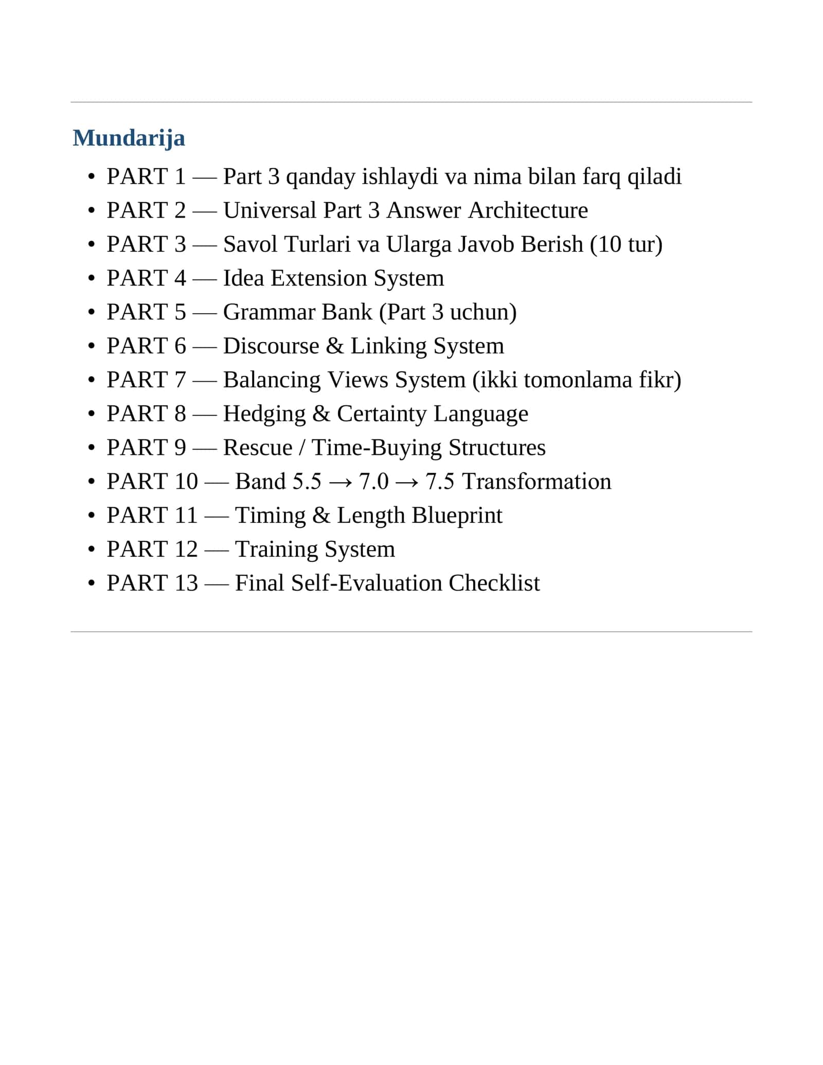 IELTS SPEAKING PART 3 TO'LIQ SYSTEM 2