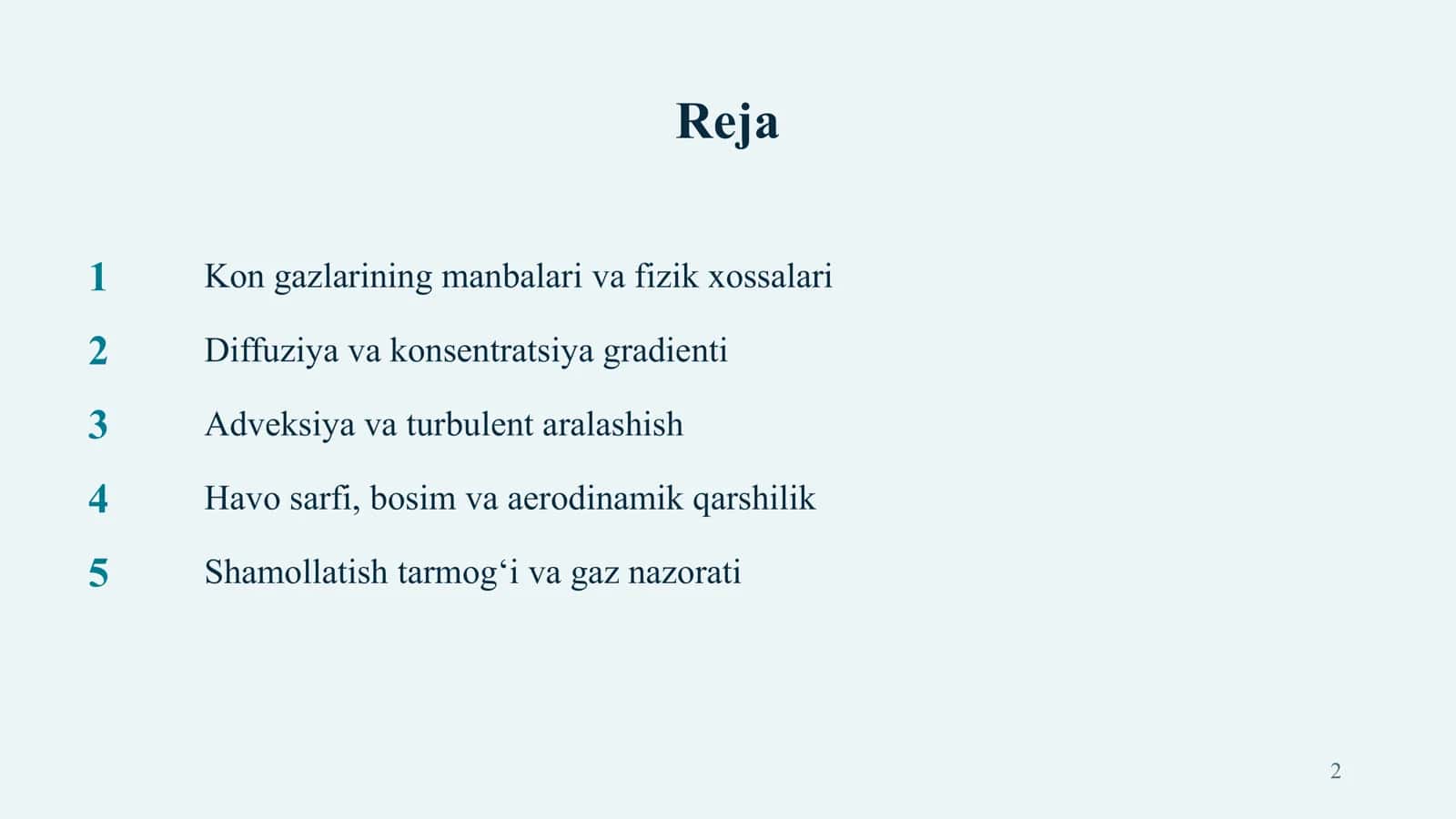 Aerodinamik gazlarning diffuziyasi 2