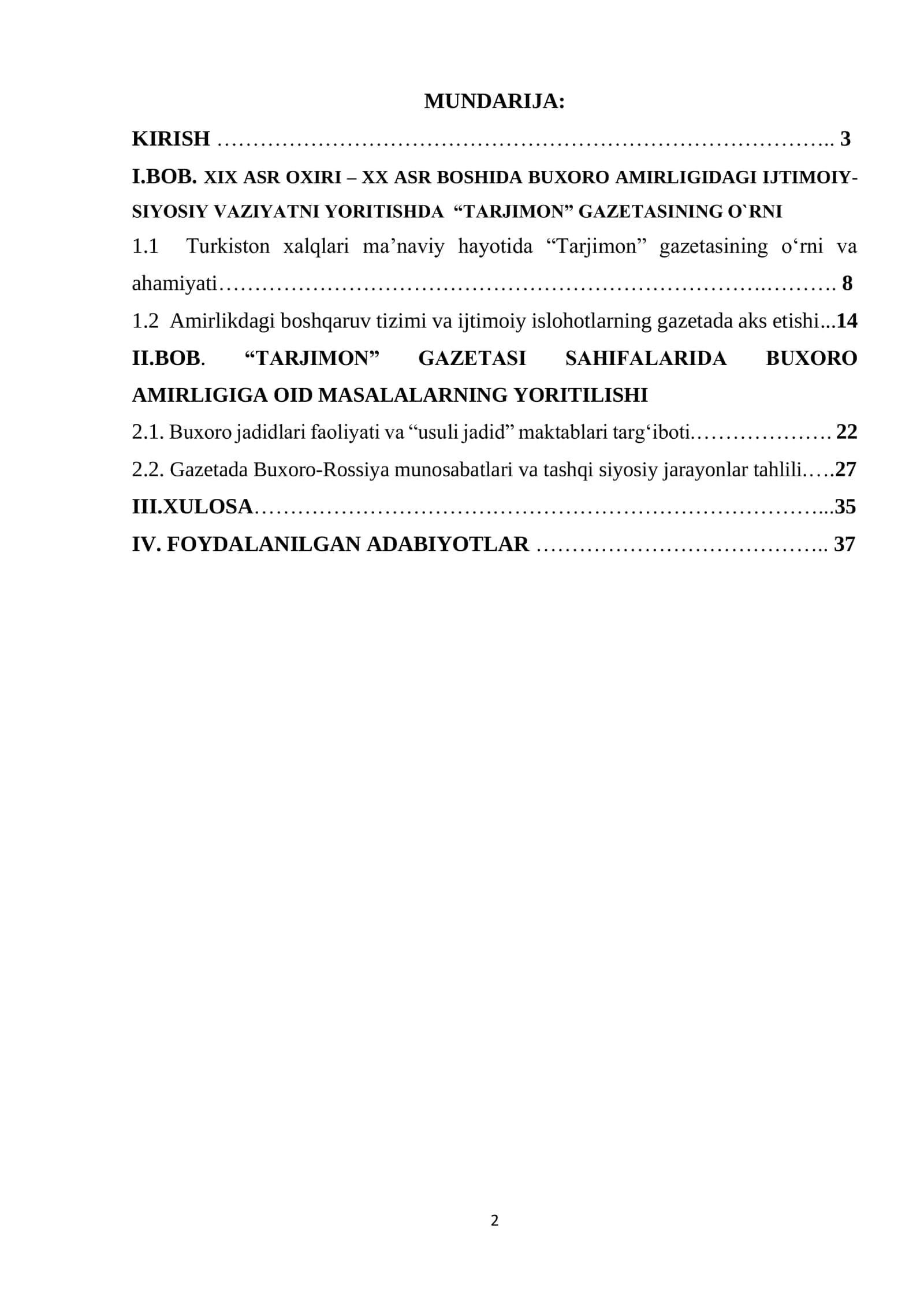 “TARJIMON” GAZETASI BUXORO AMIRLIGI SIYOSIY JARAYONLARIGA OID TARIXIY MANBA SIFATIDA 2