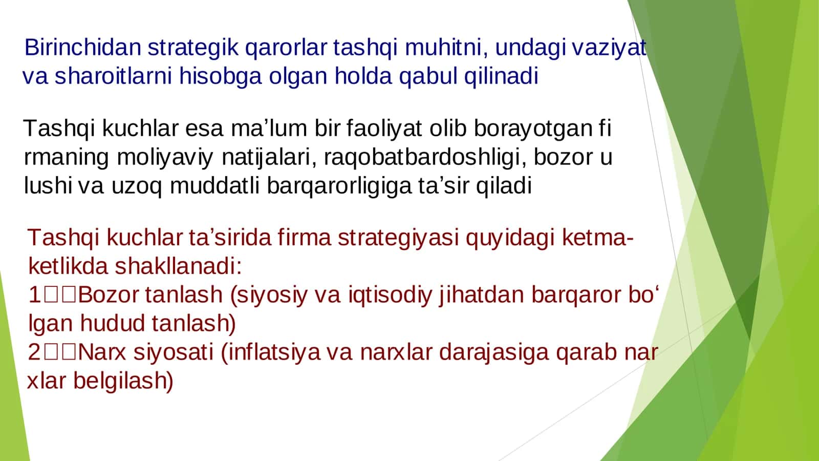 Firma faoliyatining tashqi kuchlarni oshirishning ahamiyati 2