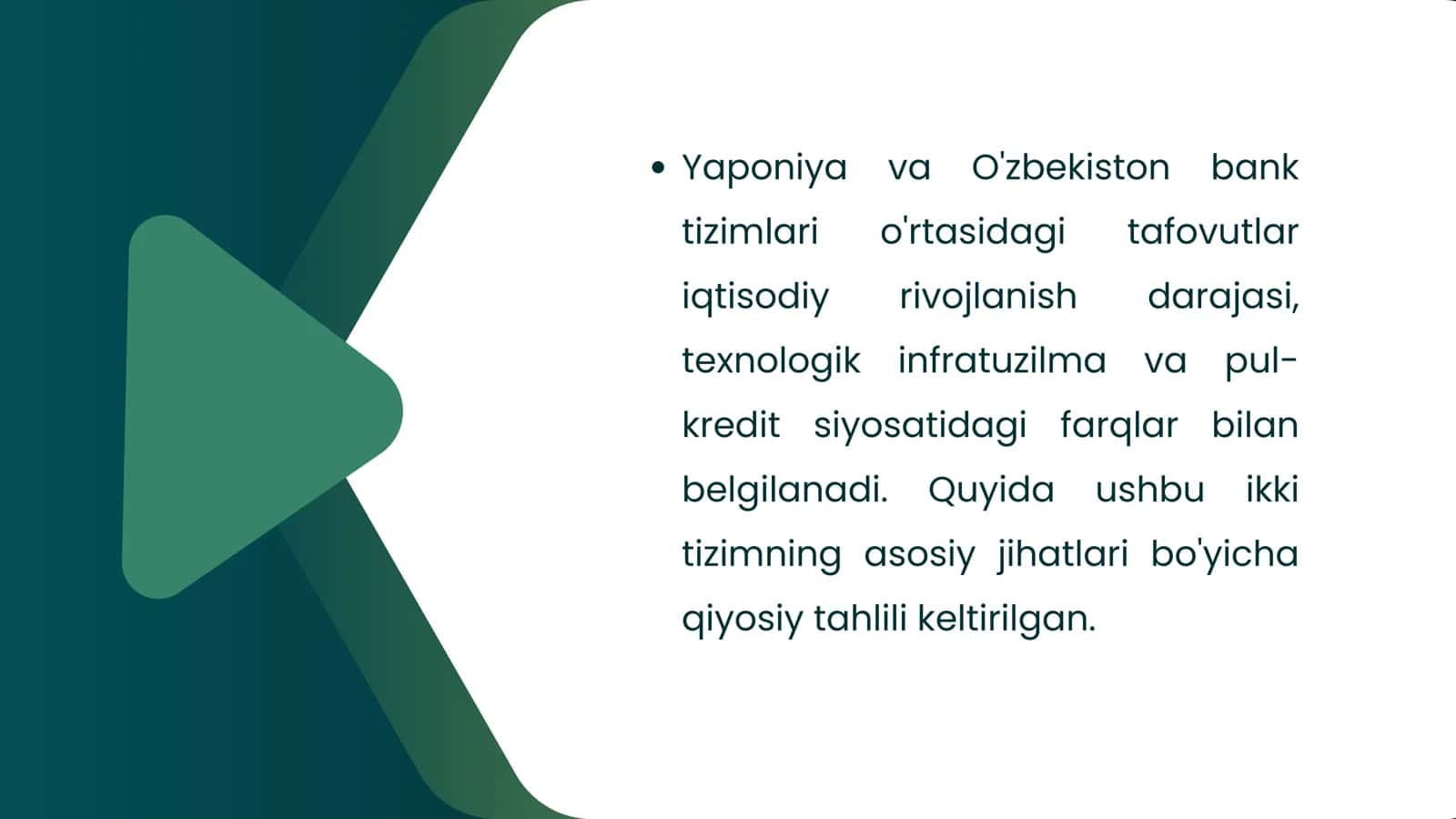 YAPONIYA VA O'ZBEKISTON BANK TIZIMIDAGI TAFOVUTLAR 2