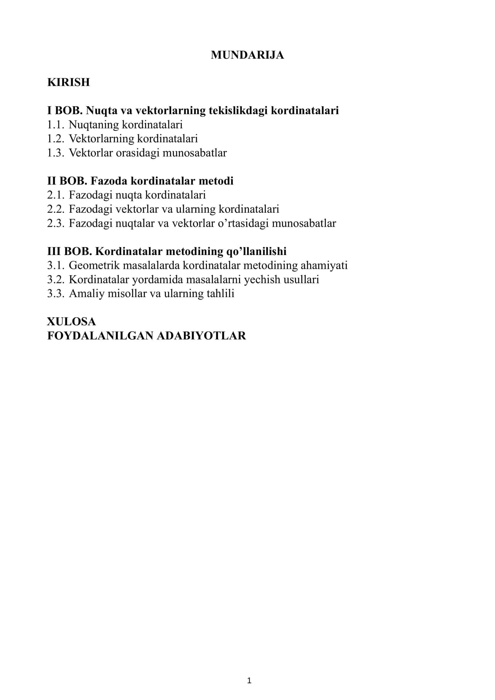 ANALITIK GEOMETRYA FANIDAN TAYYORLAGAN KURS ISHI 2