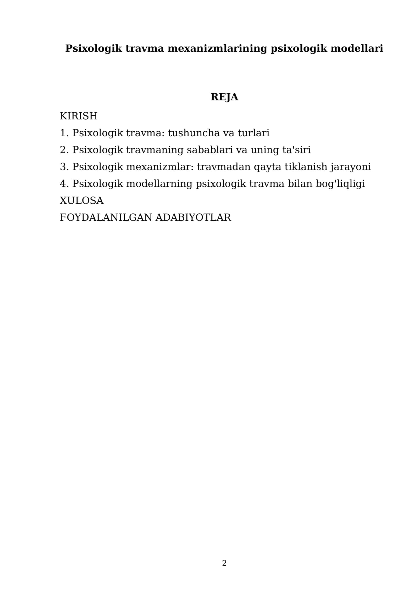 Psixologik travma mexanizmlarining psixologik modellari 2