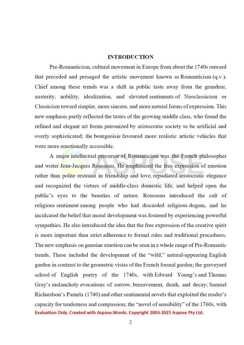 Pre-Romantic Literature 2