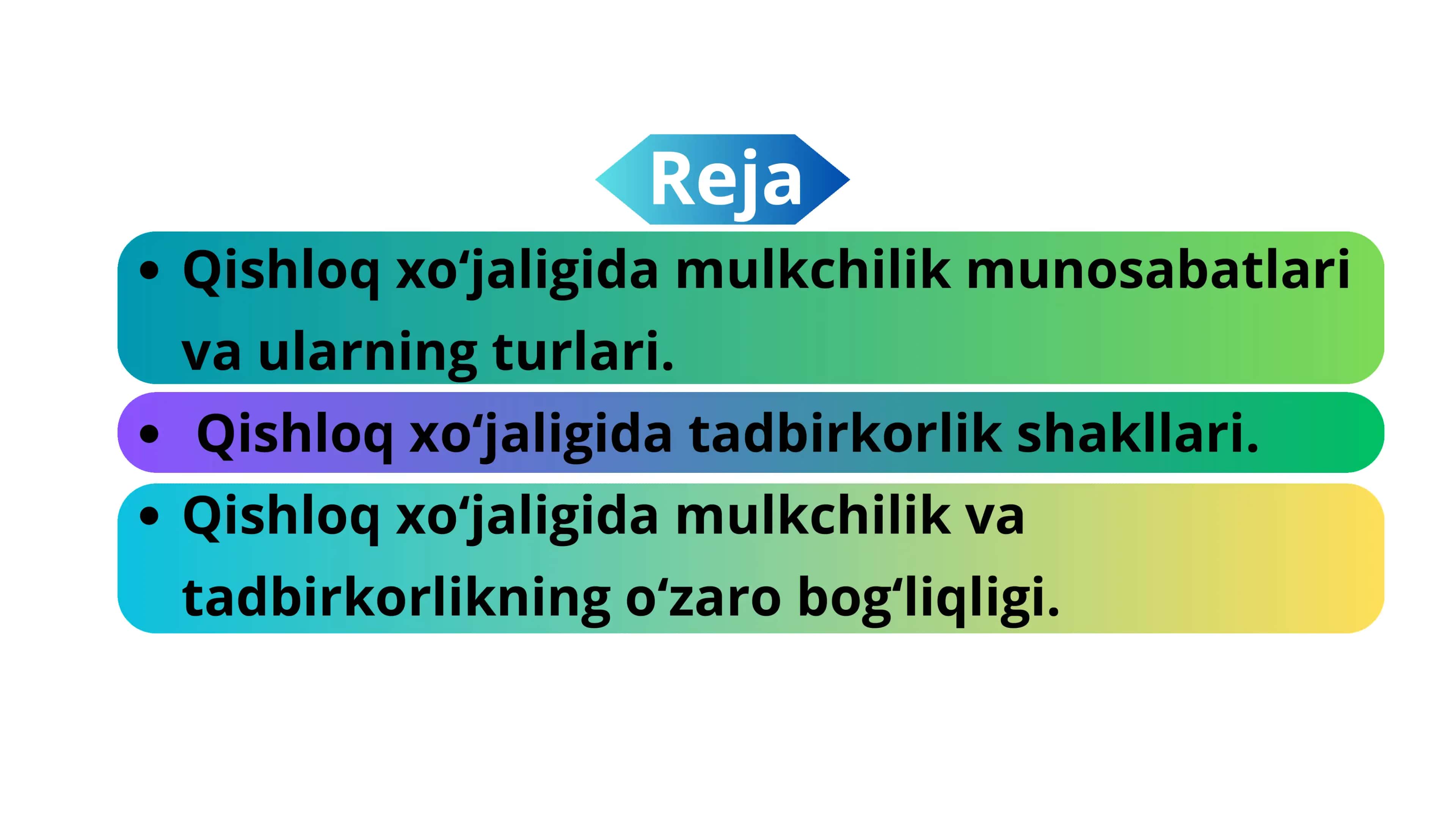 Qishloq xo'jaligida mulkchilik munosabatlari va tadbirkorlik shakllari 2