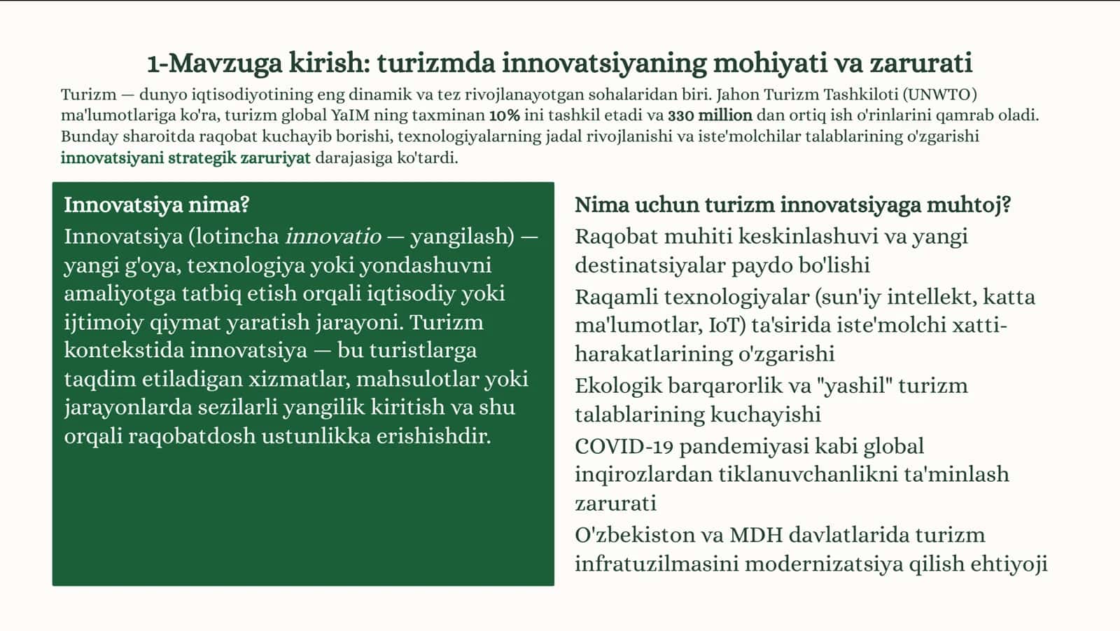 Turizmda Innovatsiyaning Asosiy Tushunchalari va Ta'riflari 2