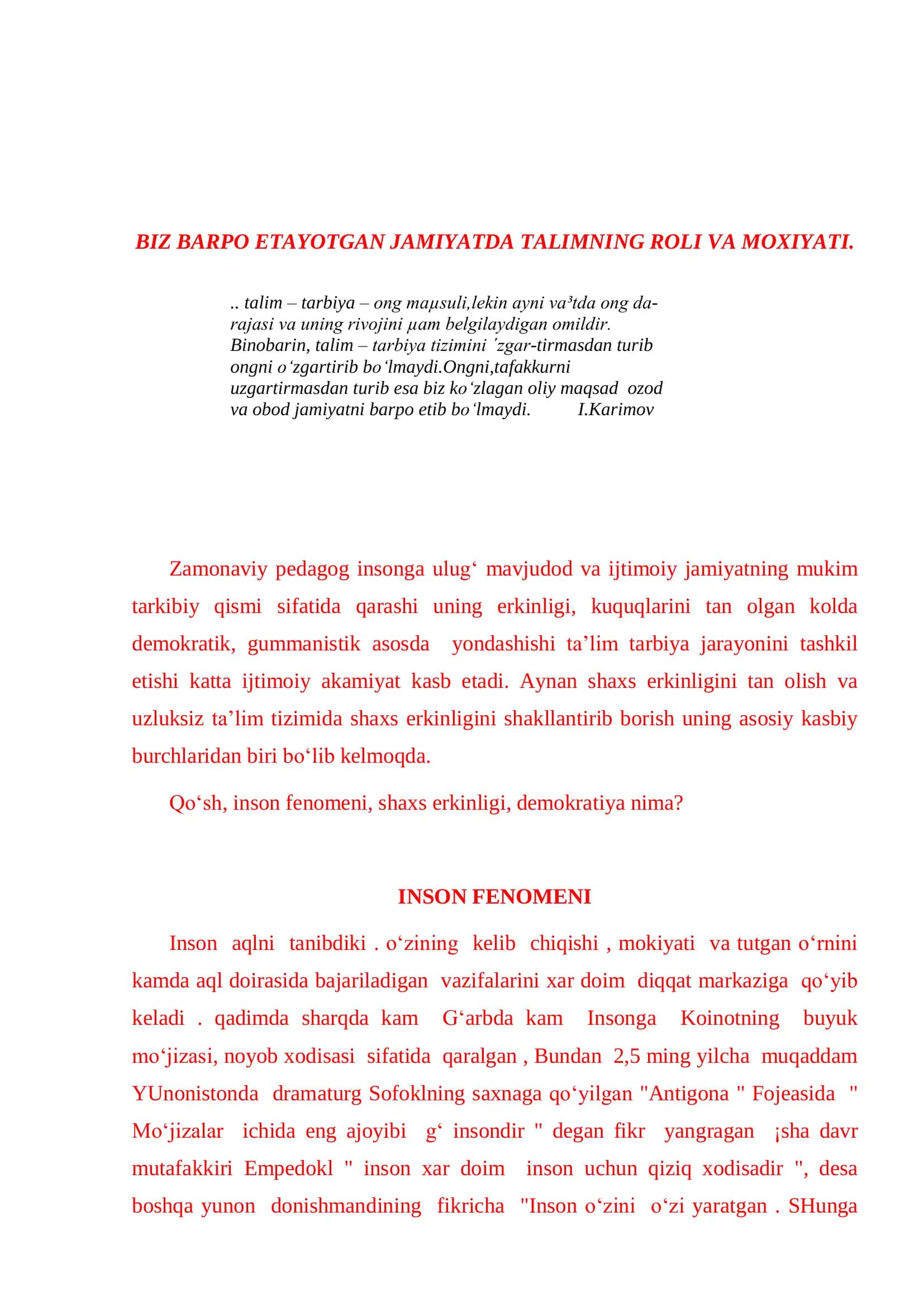 O„ZBEKISTON RESPUBLIKASI UZLUKSIZ TA‟LIMINING SHAXS KAMOLOTIDAGI ROLI 2