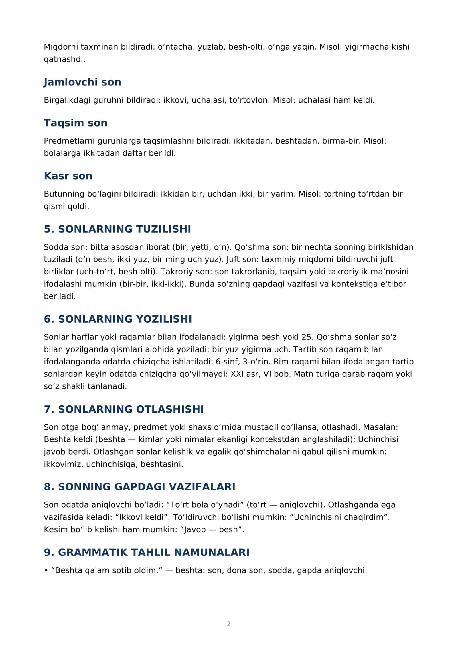6-SINF ONA TILI — “SON VA UNING TURLARI” 2