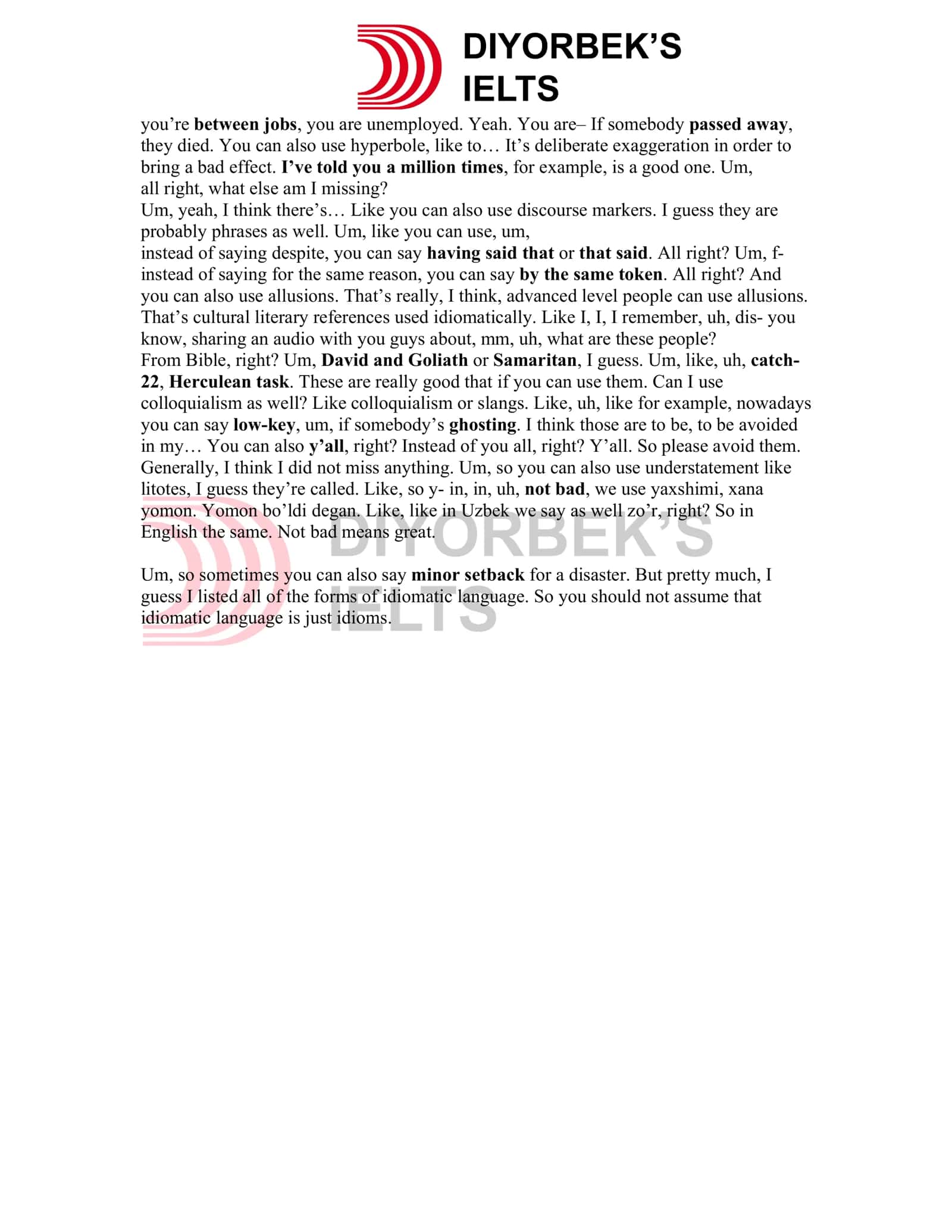 Idioms and Language Use in English 2