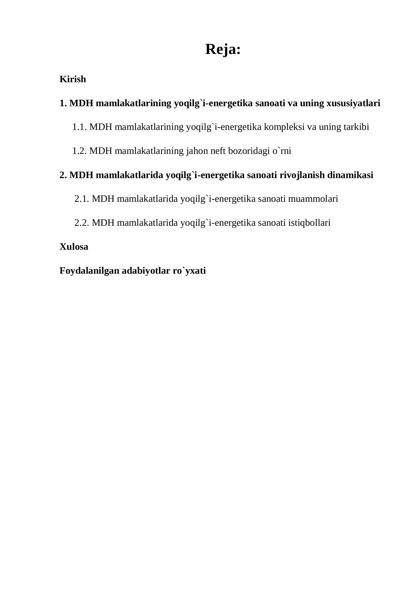 MDH mamlakatlari iqtisodiyoti 2