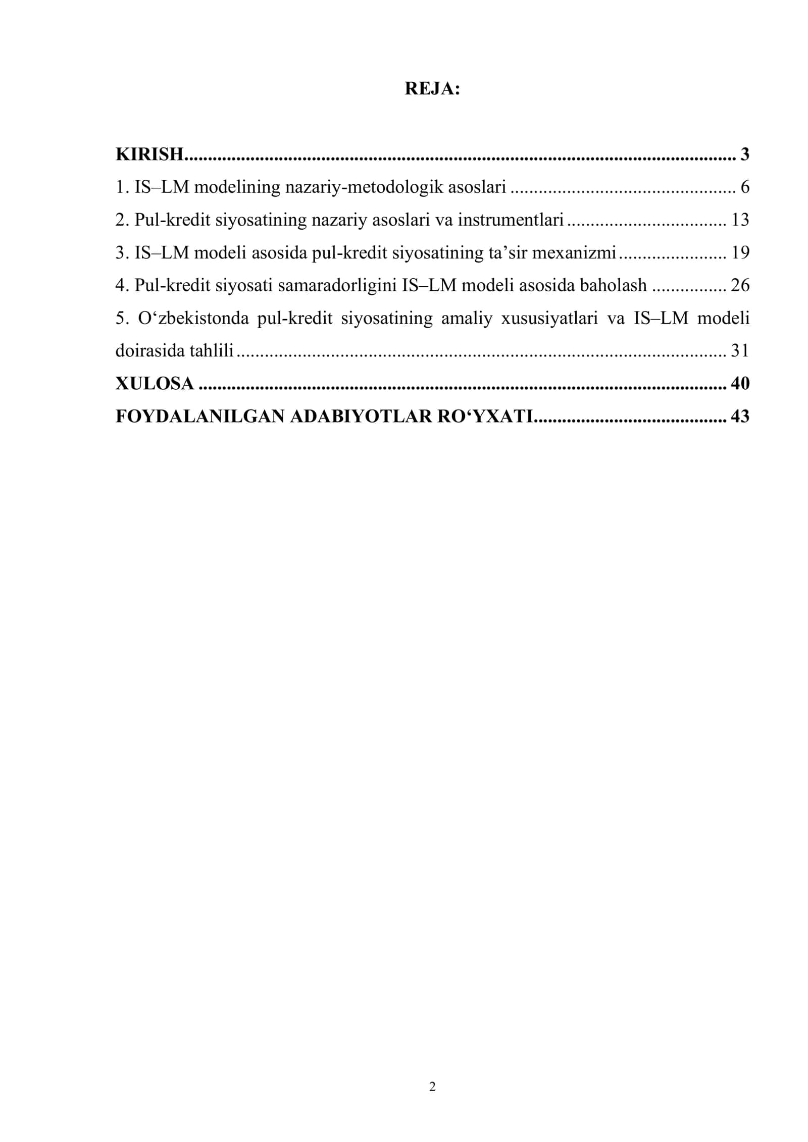 IS-LM MODELI VOSITASIDA PUL KREDIT SIYOSATI TAHLILI 2