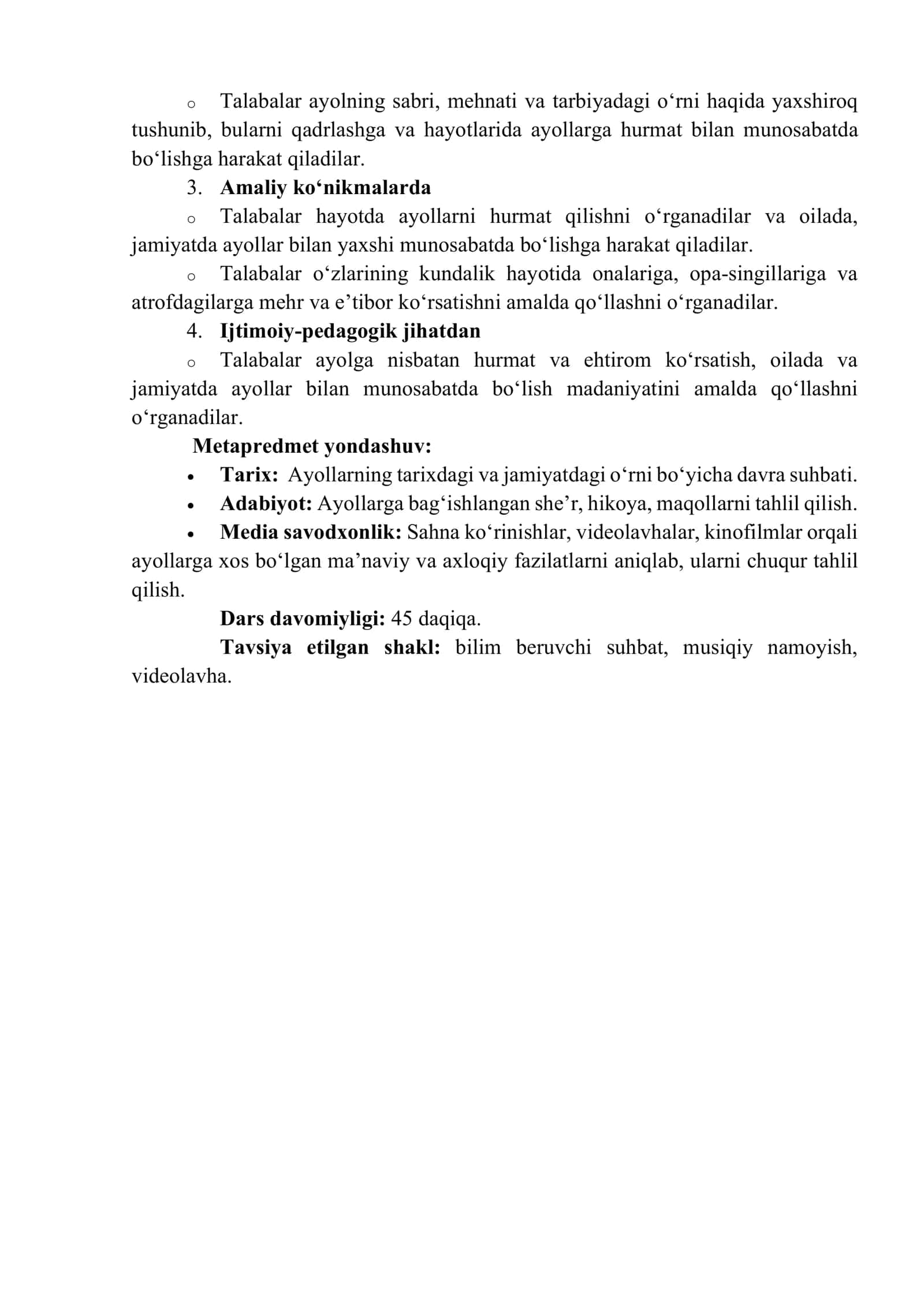“Muqaddas ayol. dars ishlanma 2