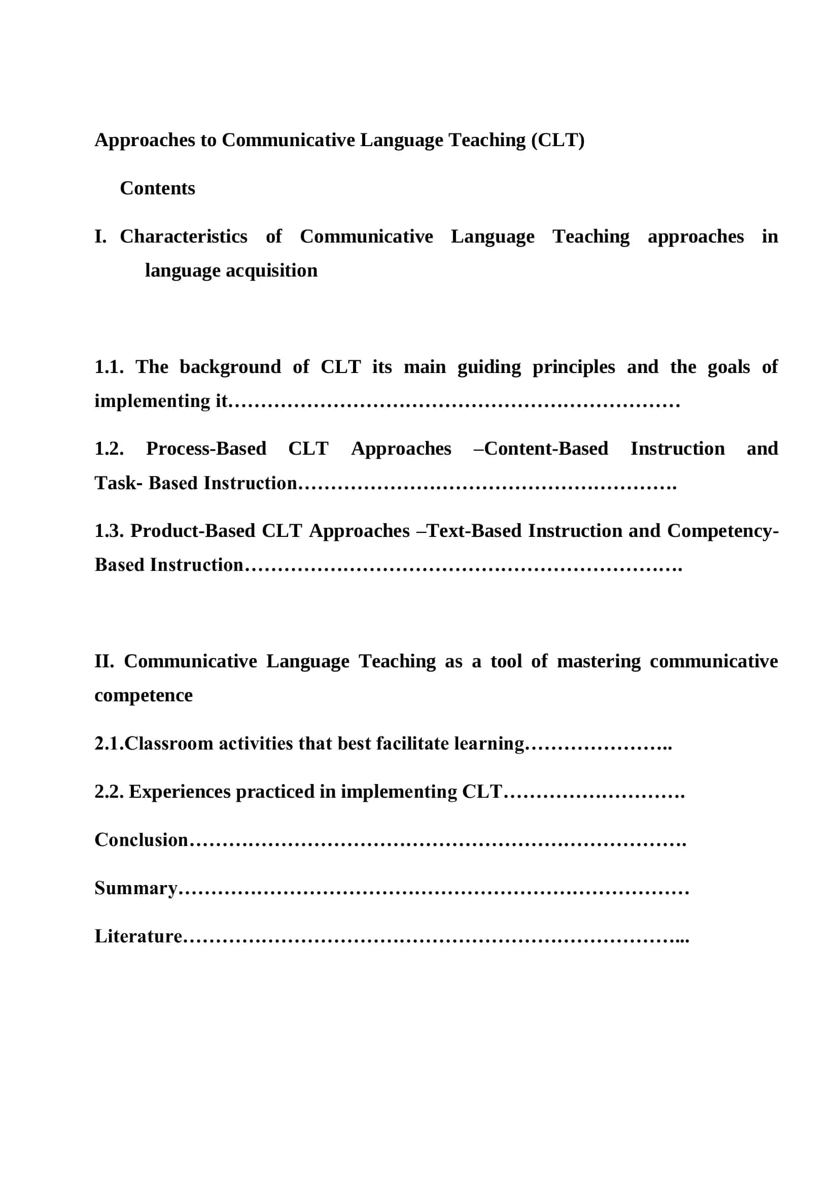 Approaches to Communicative Language Teaching (CLT) 2