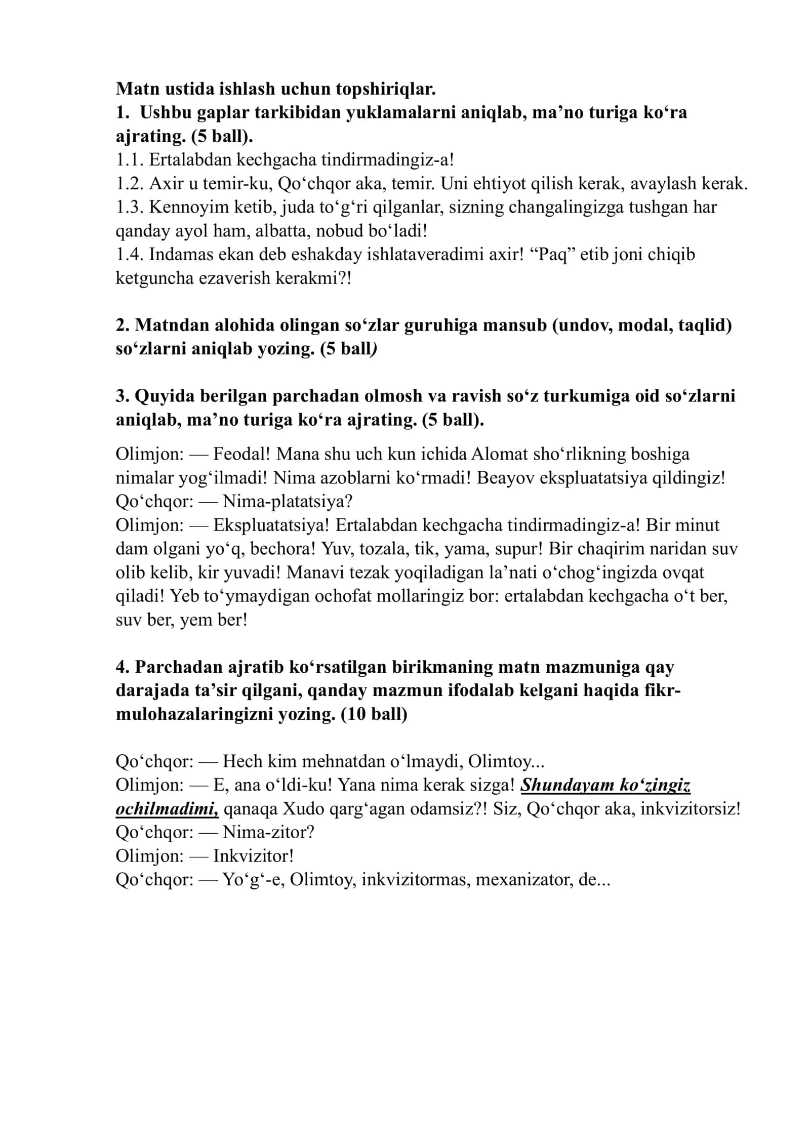 8-sinf ona tili. 1-BSB 1-variant 2