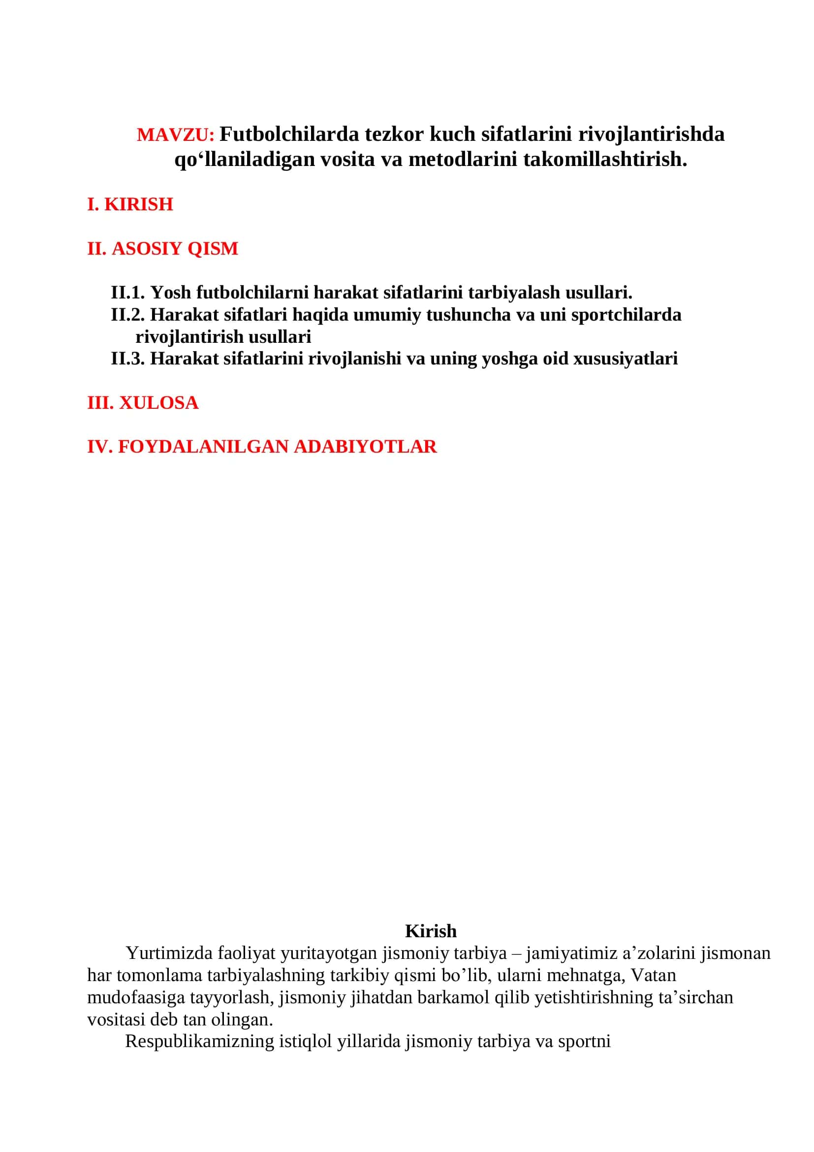 Futbolchilarda tezkor kuch sifatlarini rivojlantirishda qo‘llaniladigan vosita va metodlarini takomillashtirish 2