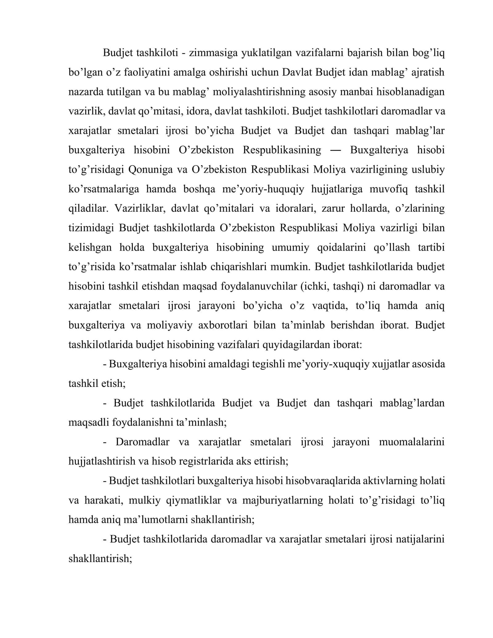 Byudjet tashkilotlarida byudjet hisobining tashkiliy-uslubiy jihatlari 2