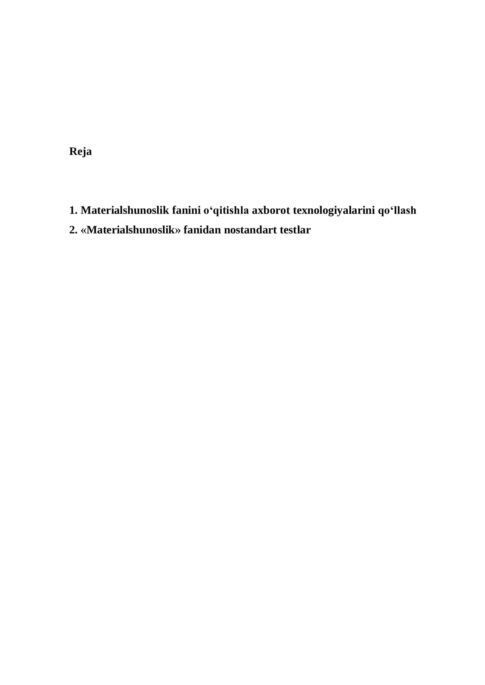 Materialshunoslik fanini o‟qitishda axborot texnologiyalarini qo‟llash 2