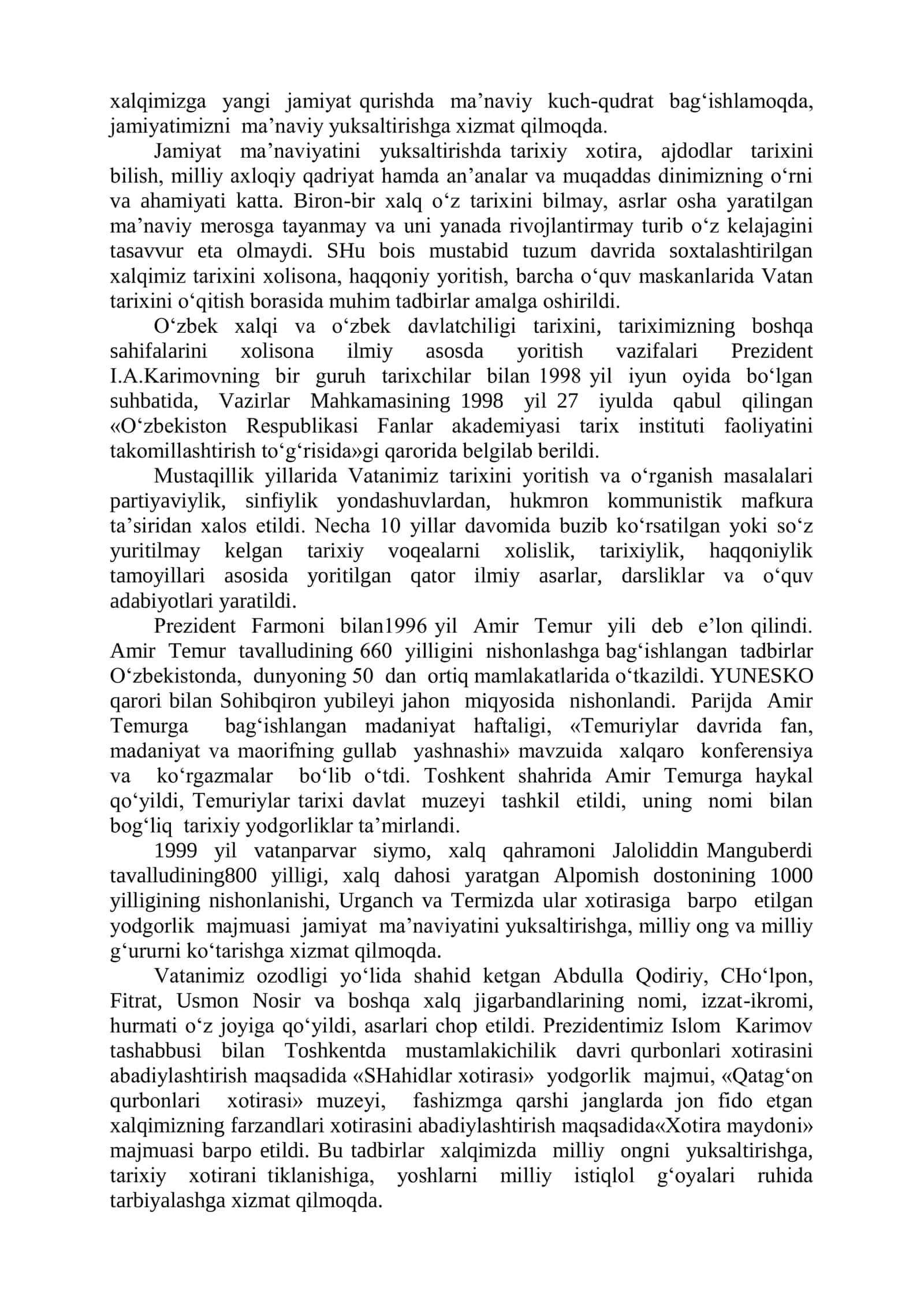 Mustaqillik yillarida O‘zbekistondagi ma’naviy va madaniy taraqqiyot 2