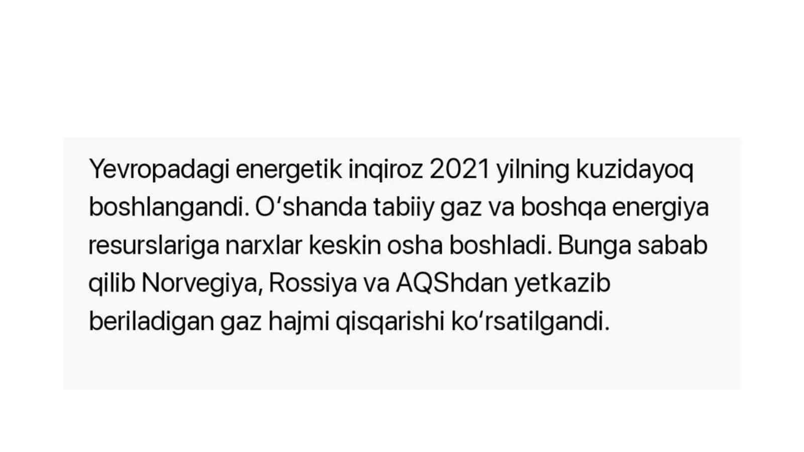 Energetik inqiroz sabablari va muammolari yechimi yo'llari 2