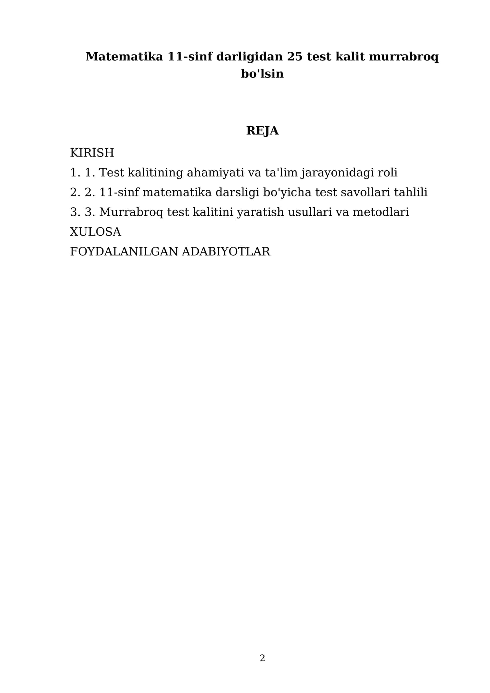 Matematika 11-sinf darligidan 25 test kalit murrabroq bo'lsin 2