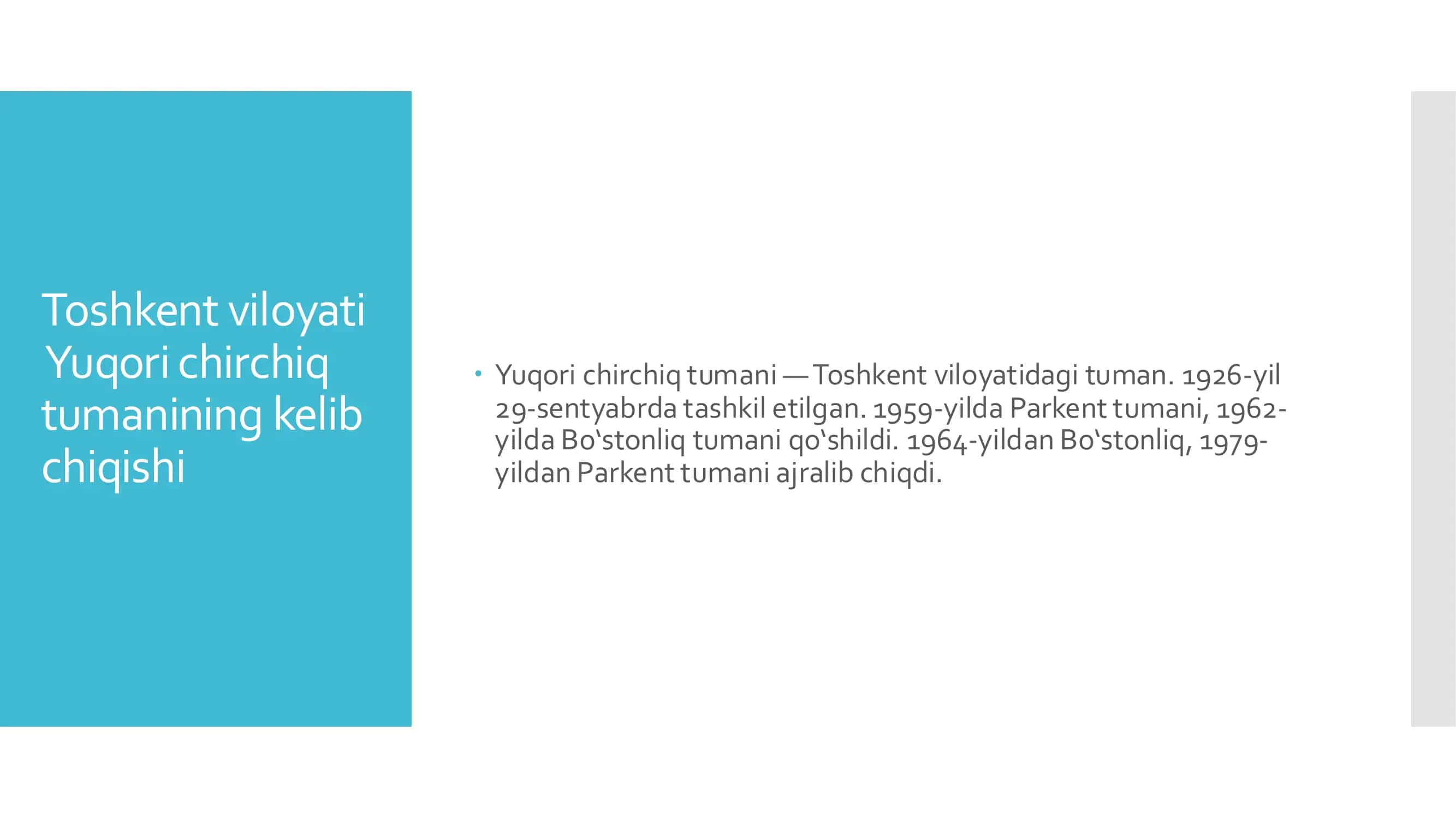 Toshkent viloyati Yuqori chirchiq tumani shevasi 2