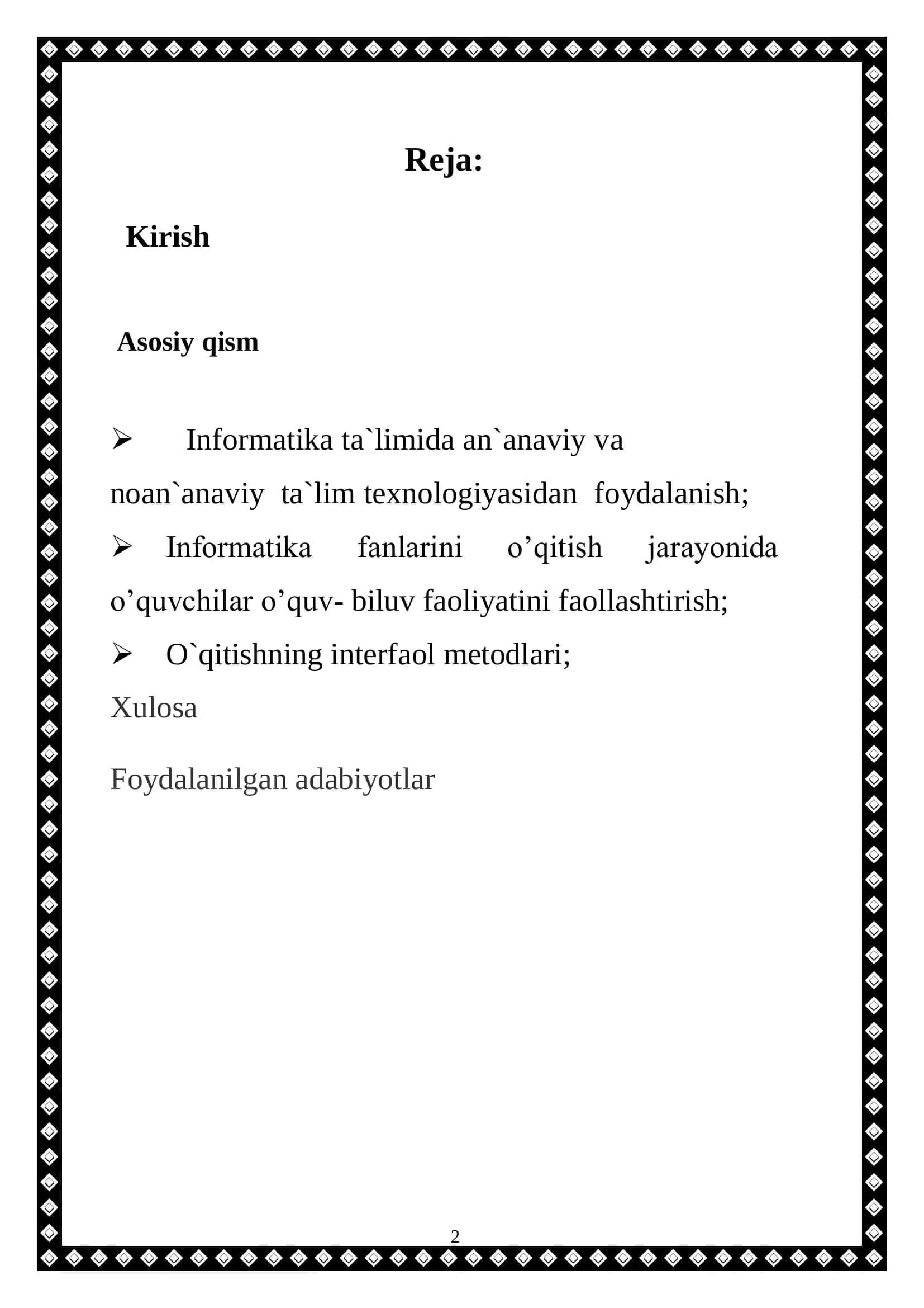 Maktabda informatikani o’qitish metodlari va ularning mazmuni 2