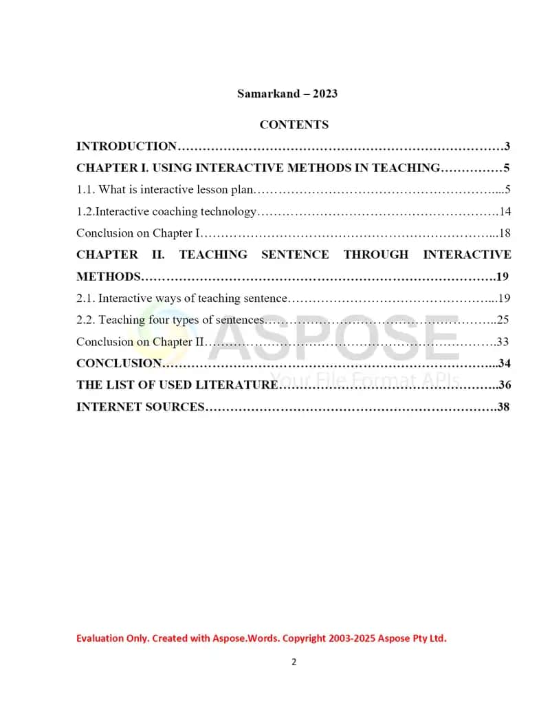 Interactive methods of teaching sentence and its types 2