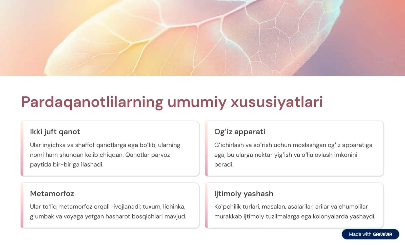 Pardaqanotlilar turkumiga kirish 2