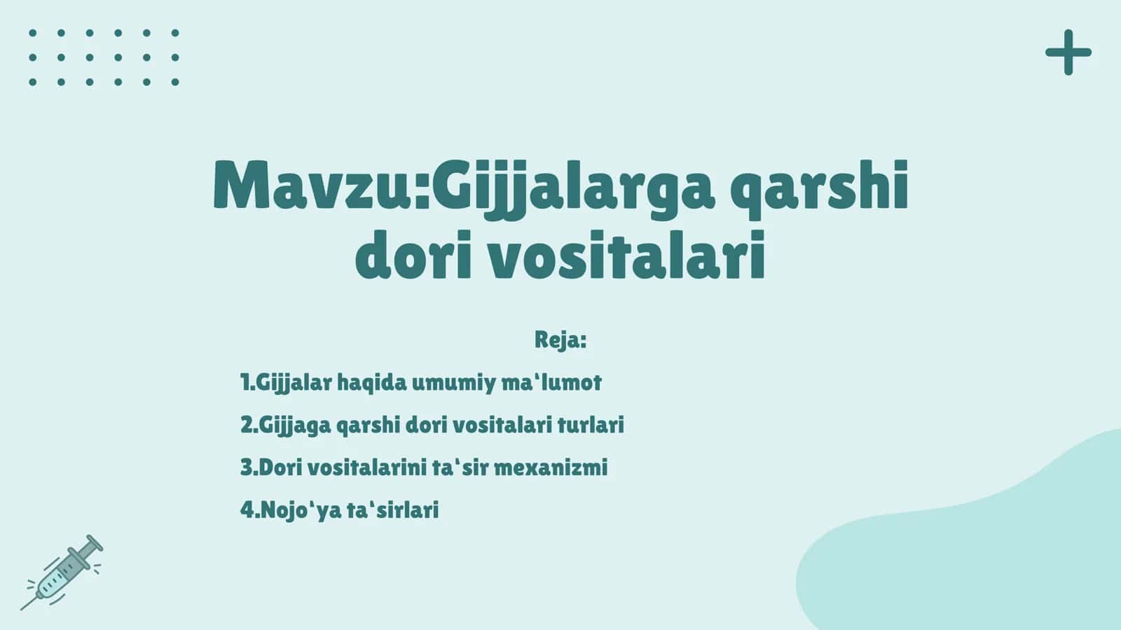 "B" guruh talabasi Shodixonova Zulayxoning farmokologiya fanidan 2